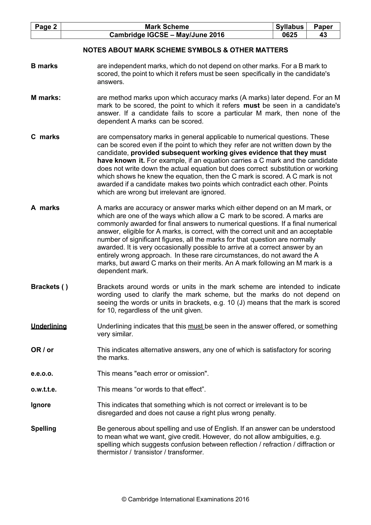 Mark scheme, page 2 of 9
