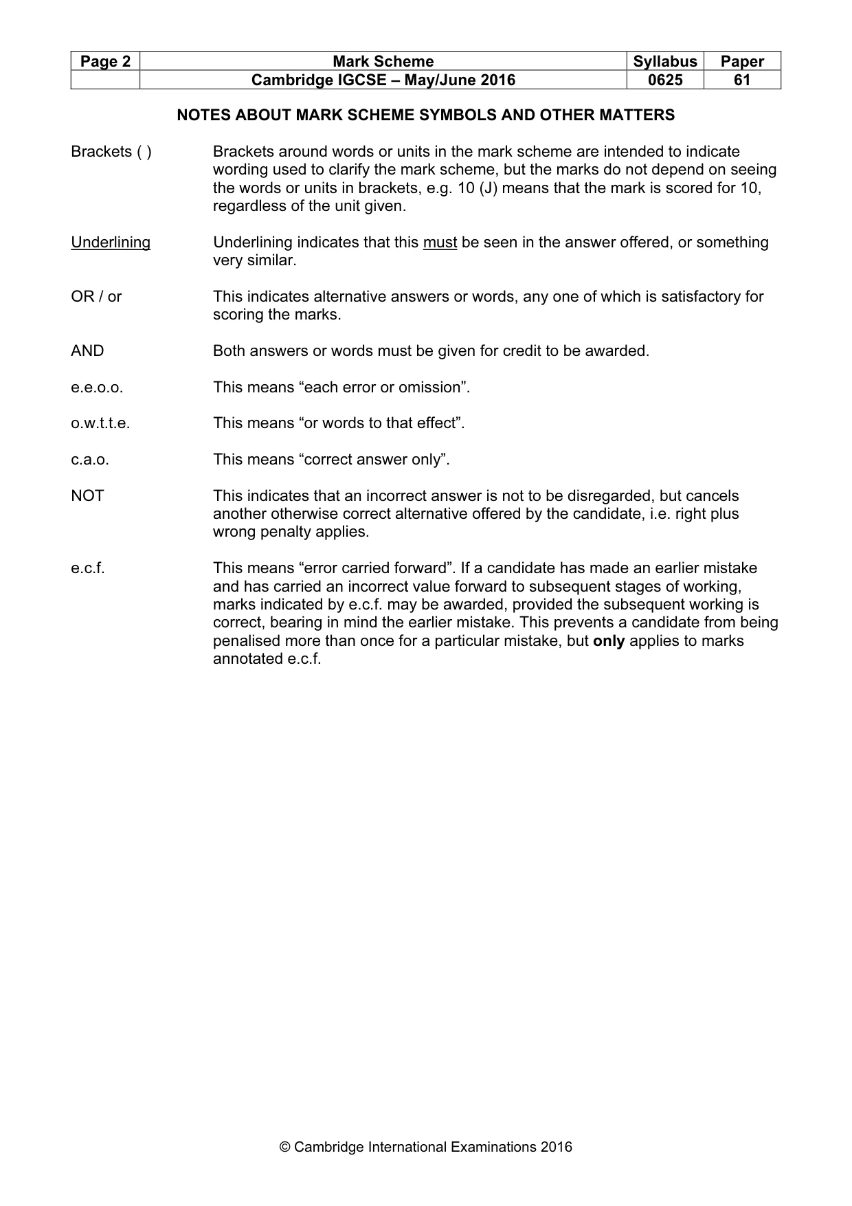 Mark scheme, page 2 of 6