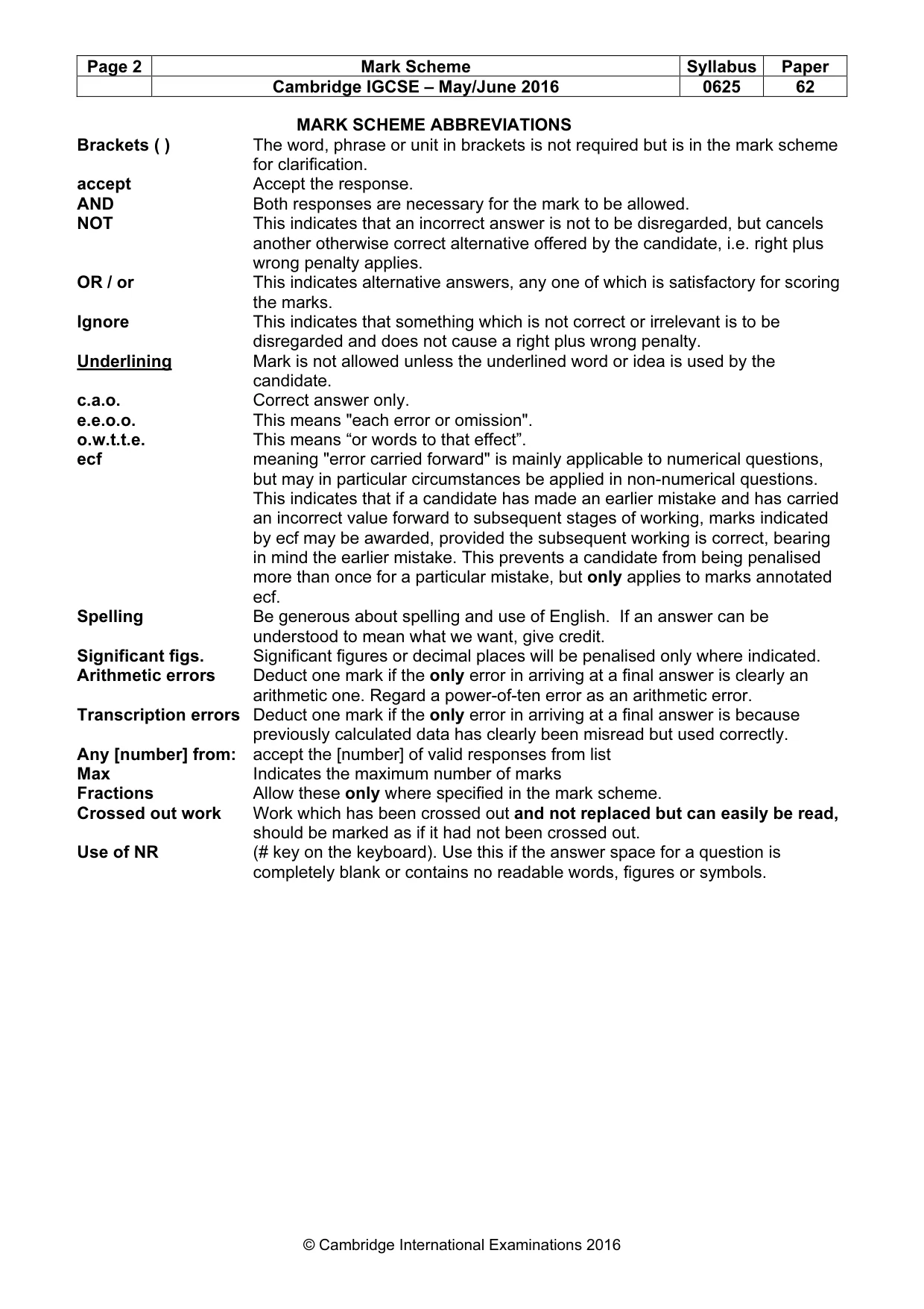 Mark scheme, page 2 of 6