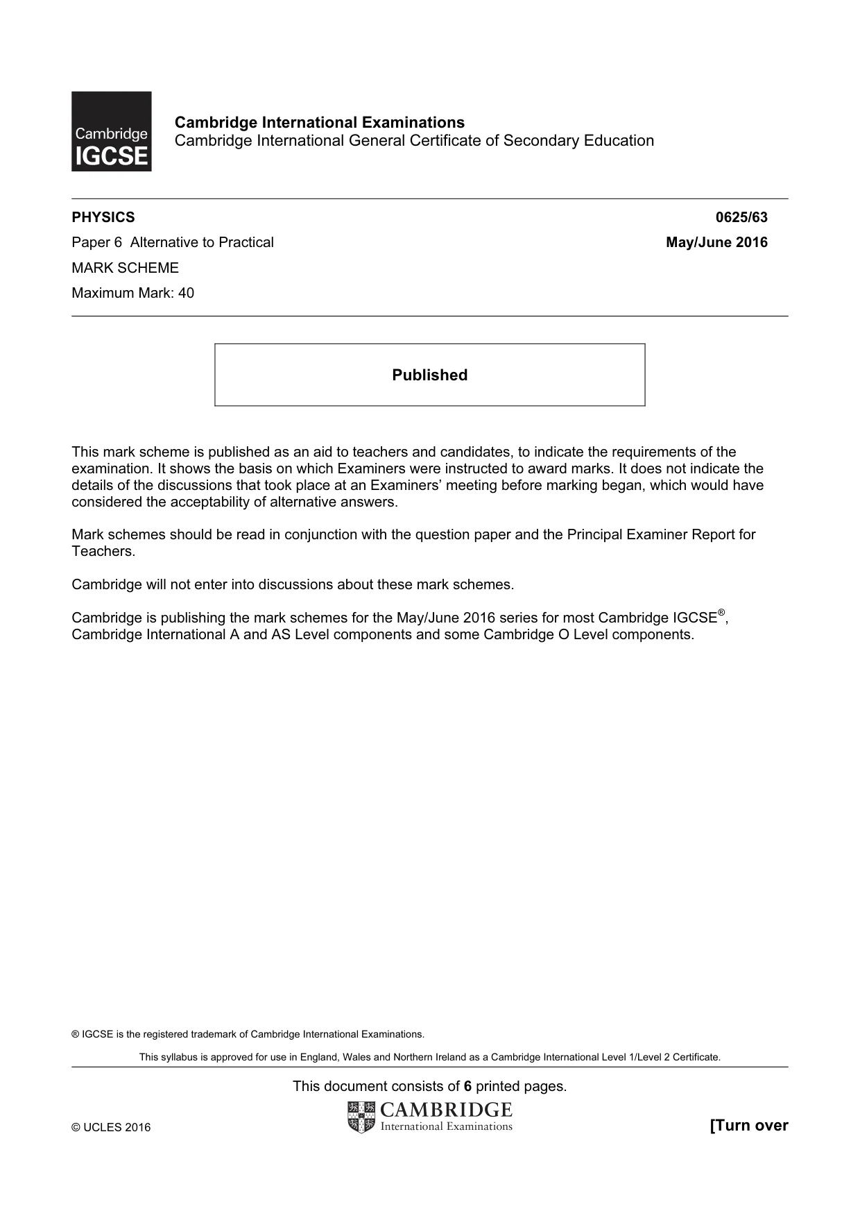 Mark scheme, page 1 of 6