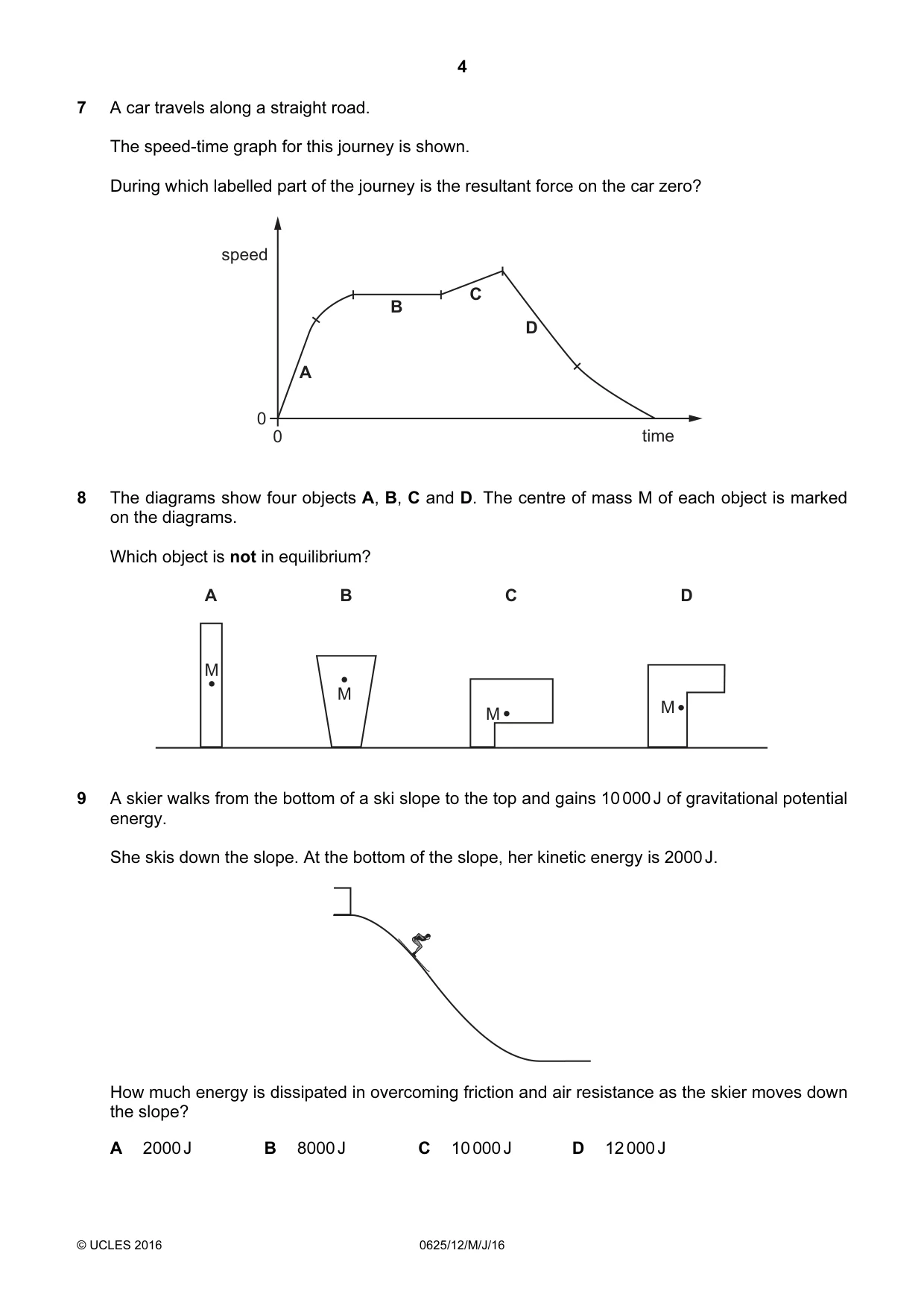 Cambridge IGCSE Physics 0625 2016 May/June Paper 1 · Variant 2 question paper, page 4 of 16