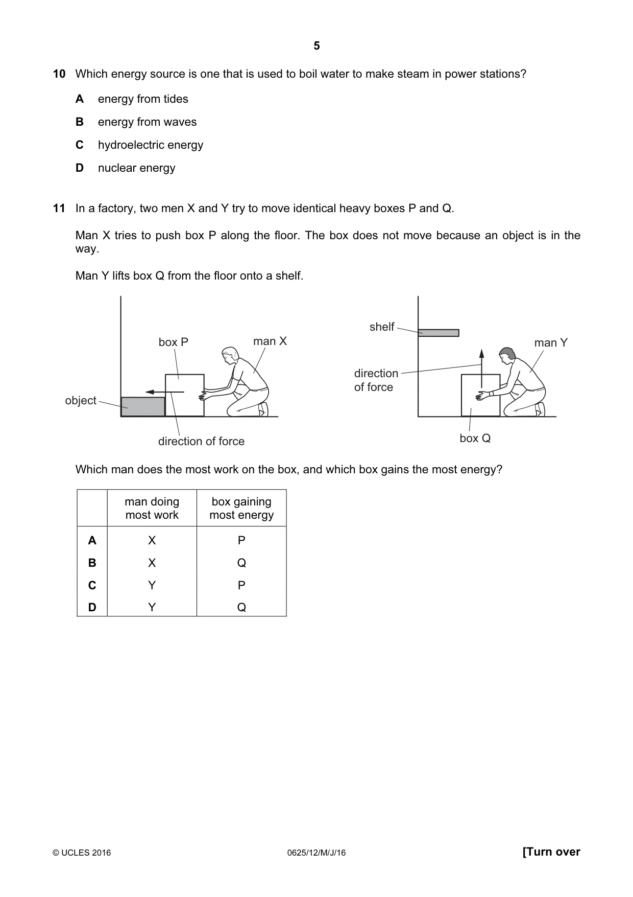 Cambridge IGCSE Physics 0625 2016 May/June Paper 1 · Variant 2 question paper, page 5 of 16