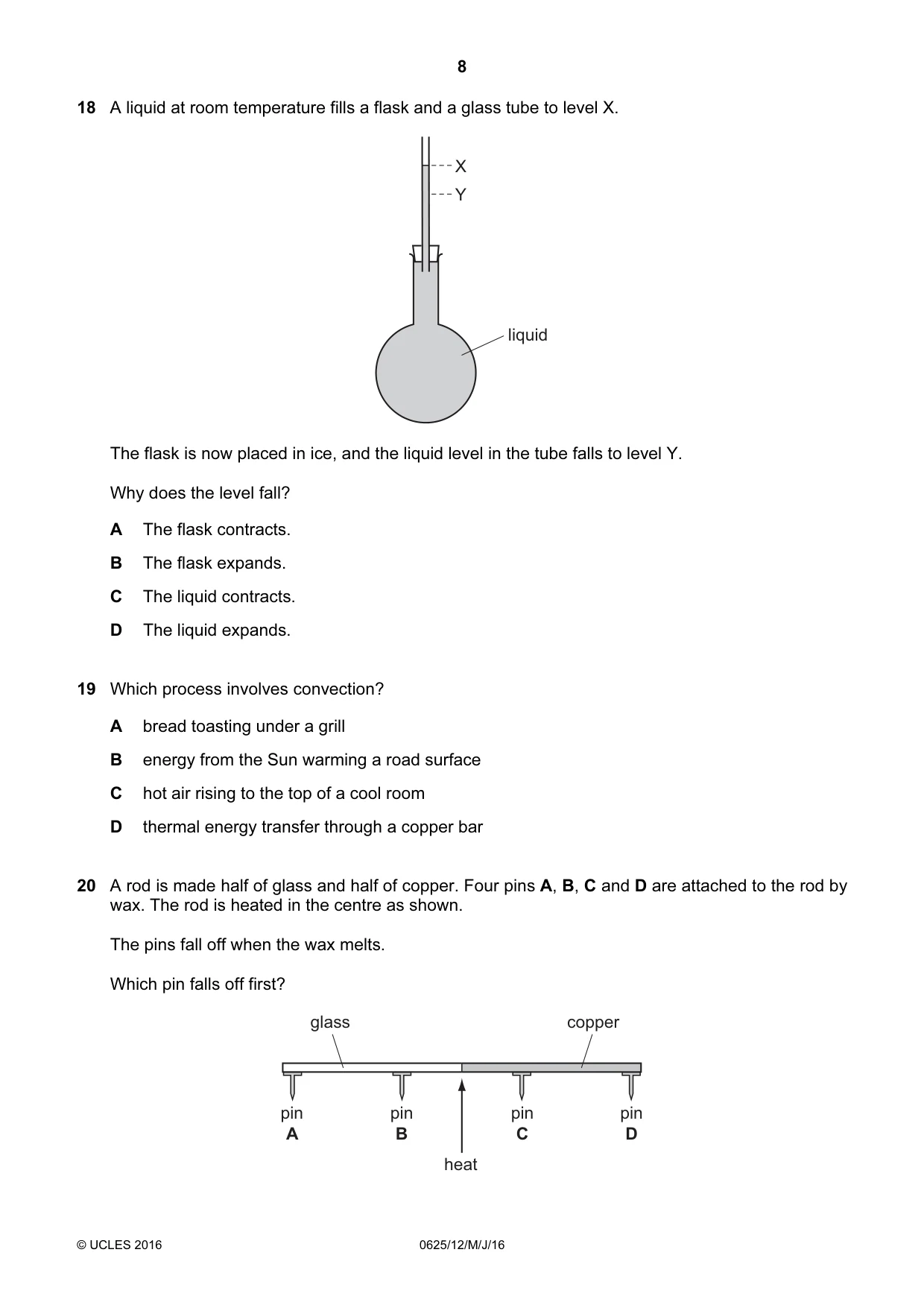 Cambridge IGCSE Physics 0625 2016 May/June Paper 1 · Variant 2 question paper, page 8 of 16