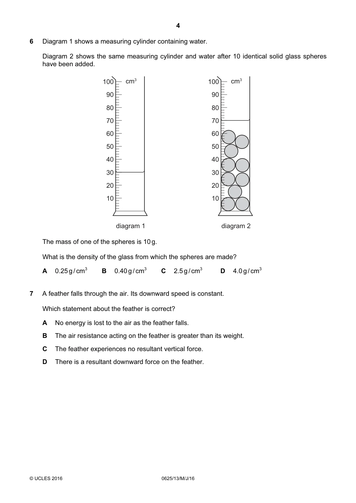 Cambridge IGCSE Physics 0625 2016 May/June Paper 1 · Variant 3 question paper, page 4 of 20