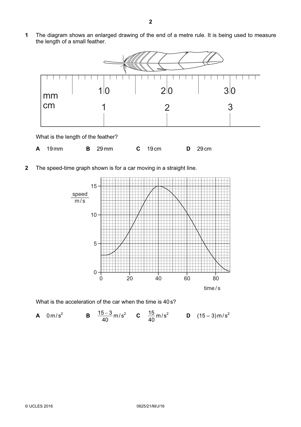 Cambridge IGCSE Physics 0625 2016 May/June Paper 2 · Variant 1 question paper, page 2 of 20