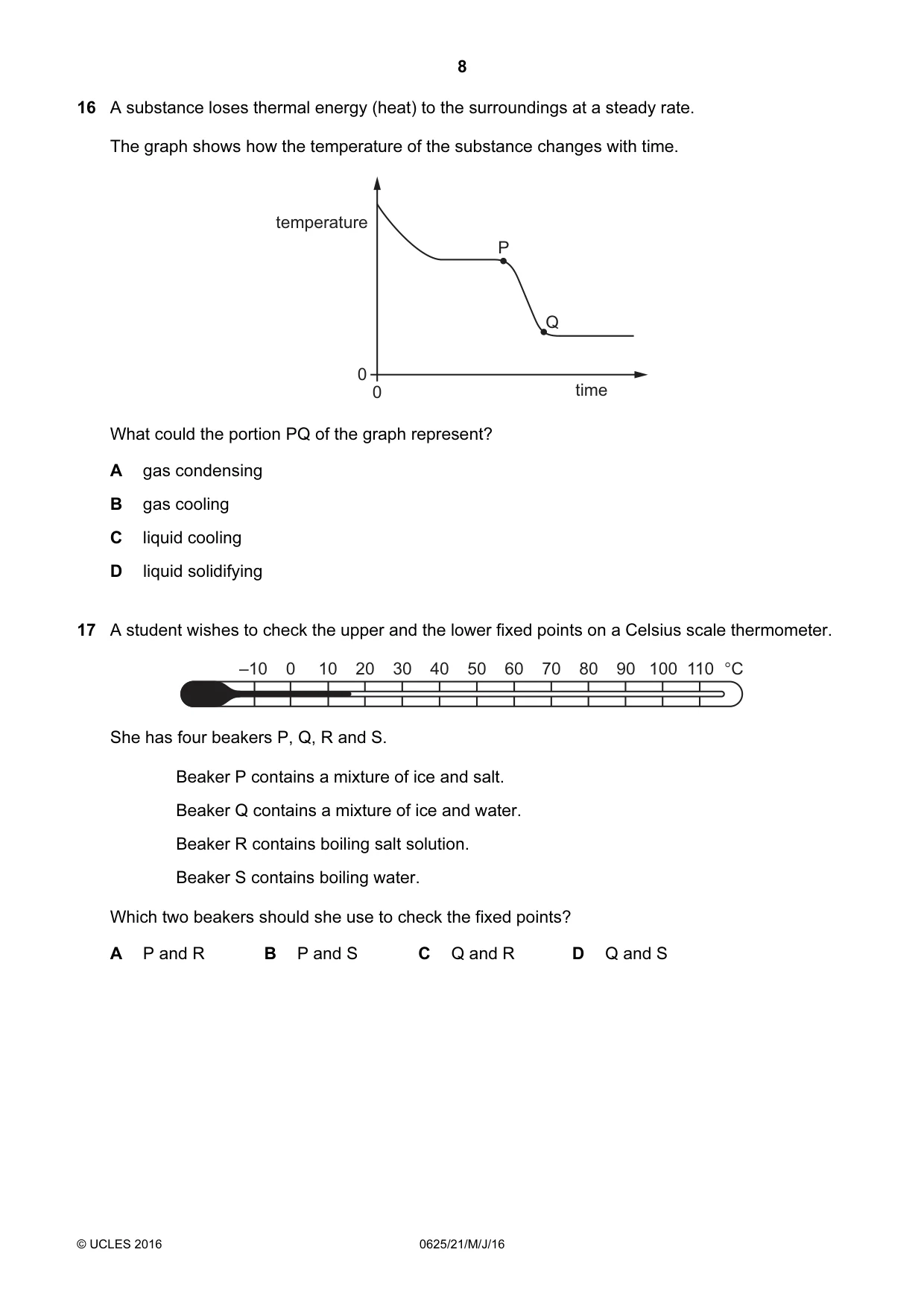 Cambridge IGCSE Physics 0625 2016 May/June Paper 2 · Variant 1 question paper, page 8 of 20