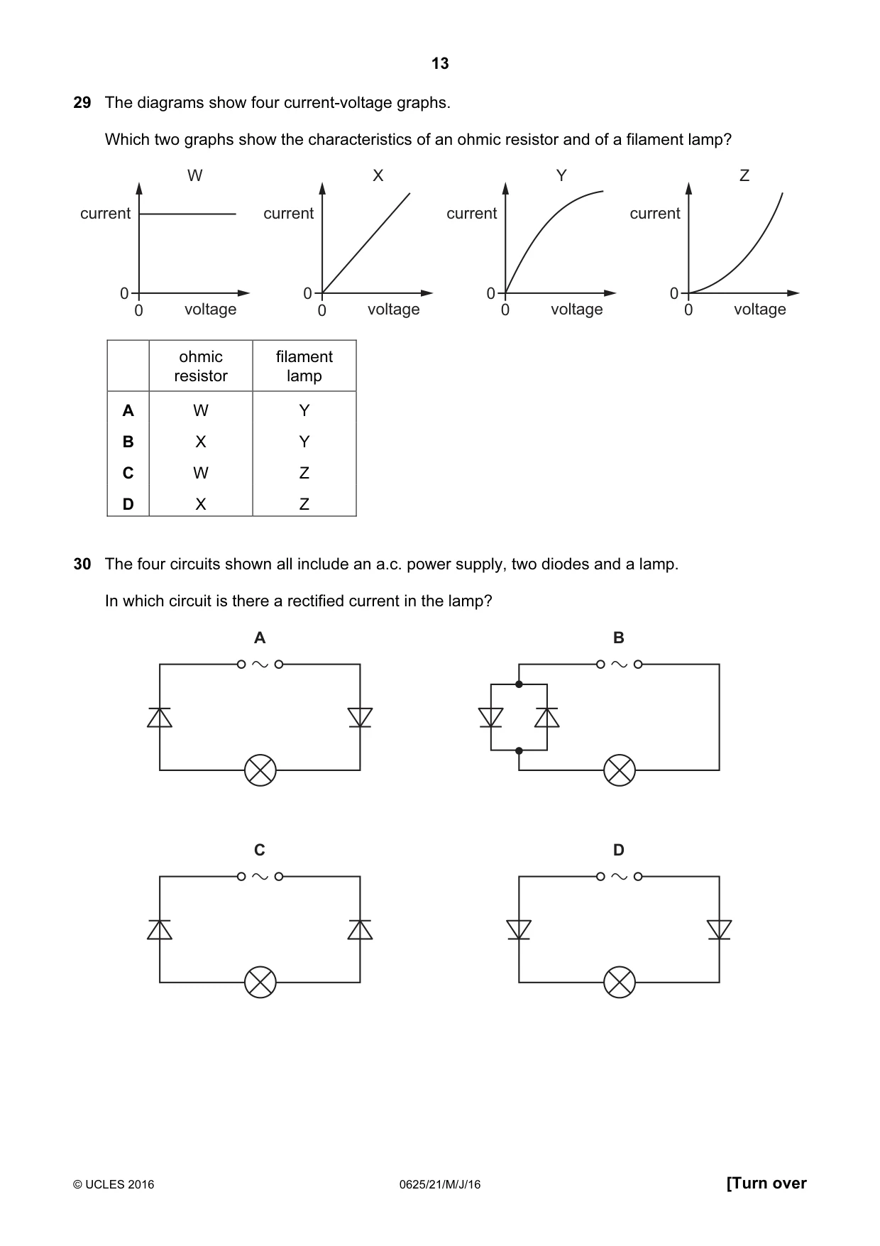 Cambridge IGCSE Physics 0625 2016 May/June Paper 2 · Variant 1 question paper, page 13 of 20