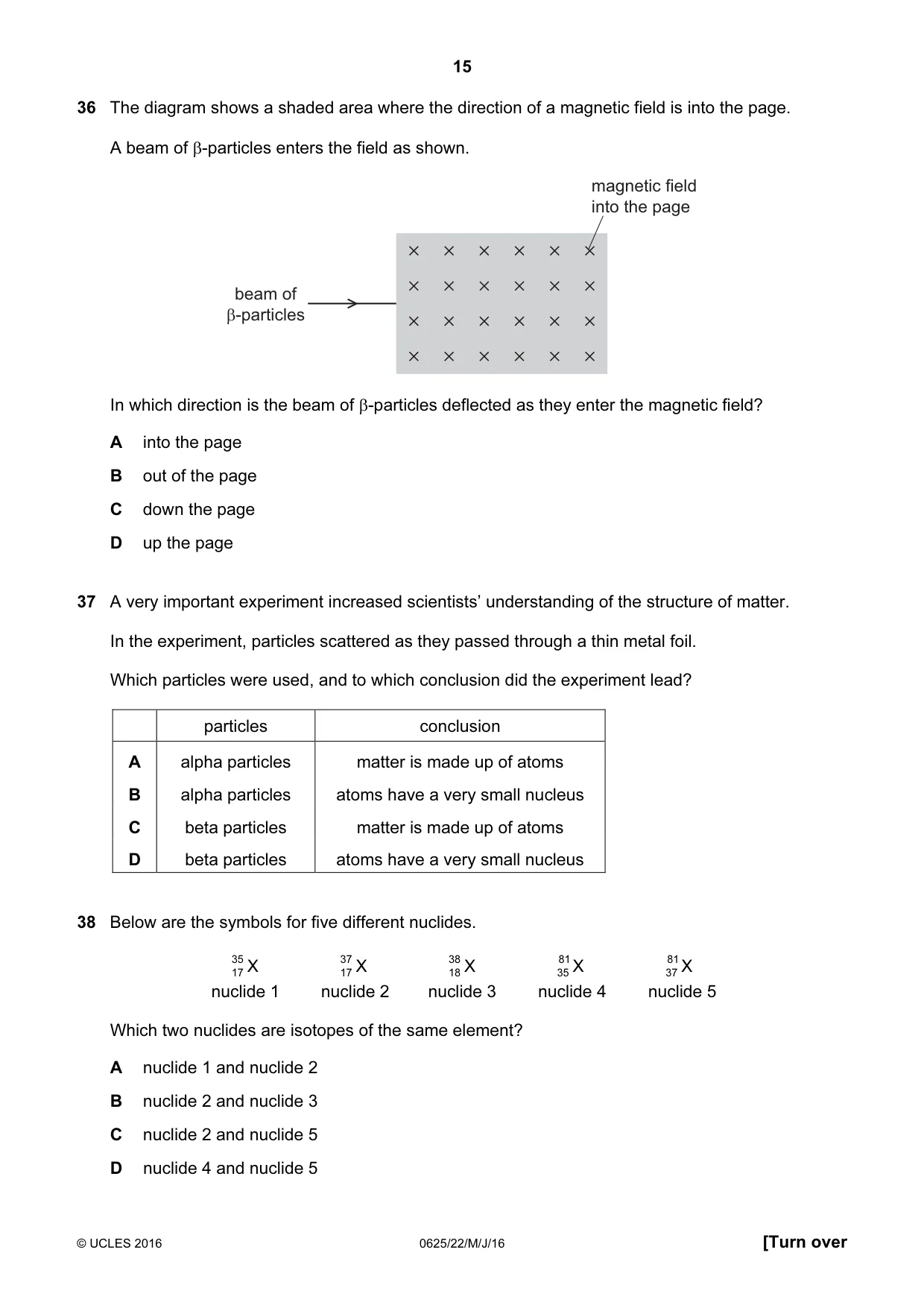 Cambridge IGCSE Physics 0625 2016 May/June Paper 2 · Variant 2 question paper, page 15 of 16
