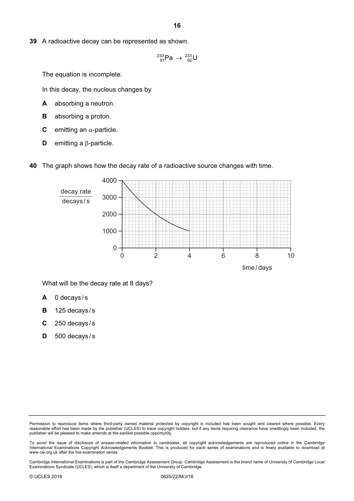 Cambridge IGCSE Physics 0625 2016 May/June Paper 2 · Variant 2 question paper, page 16 of 16