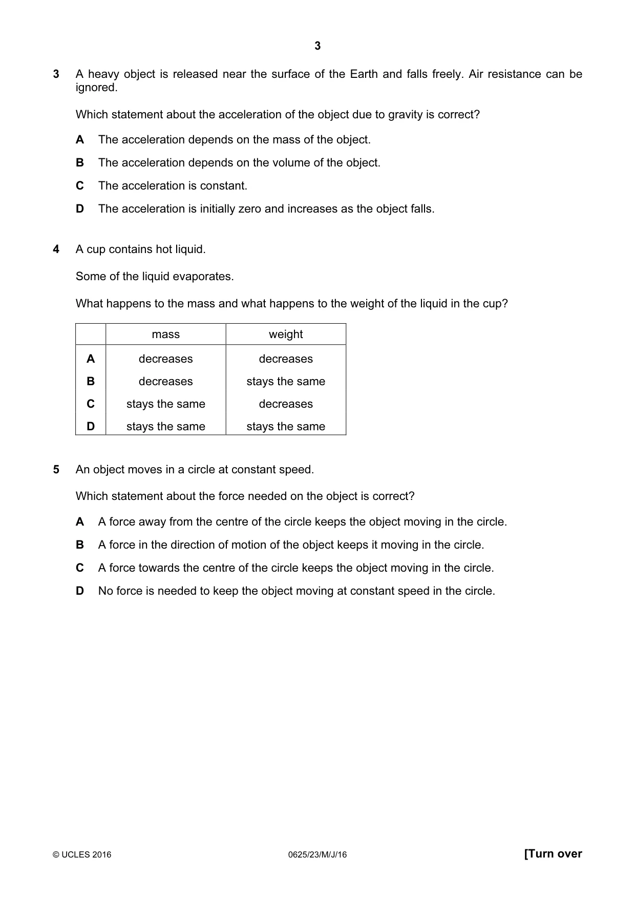 Cambridge IGCSE Physics 0625 2016 May/June Paper 2 · Variant 3 question paper, page 3 of 20