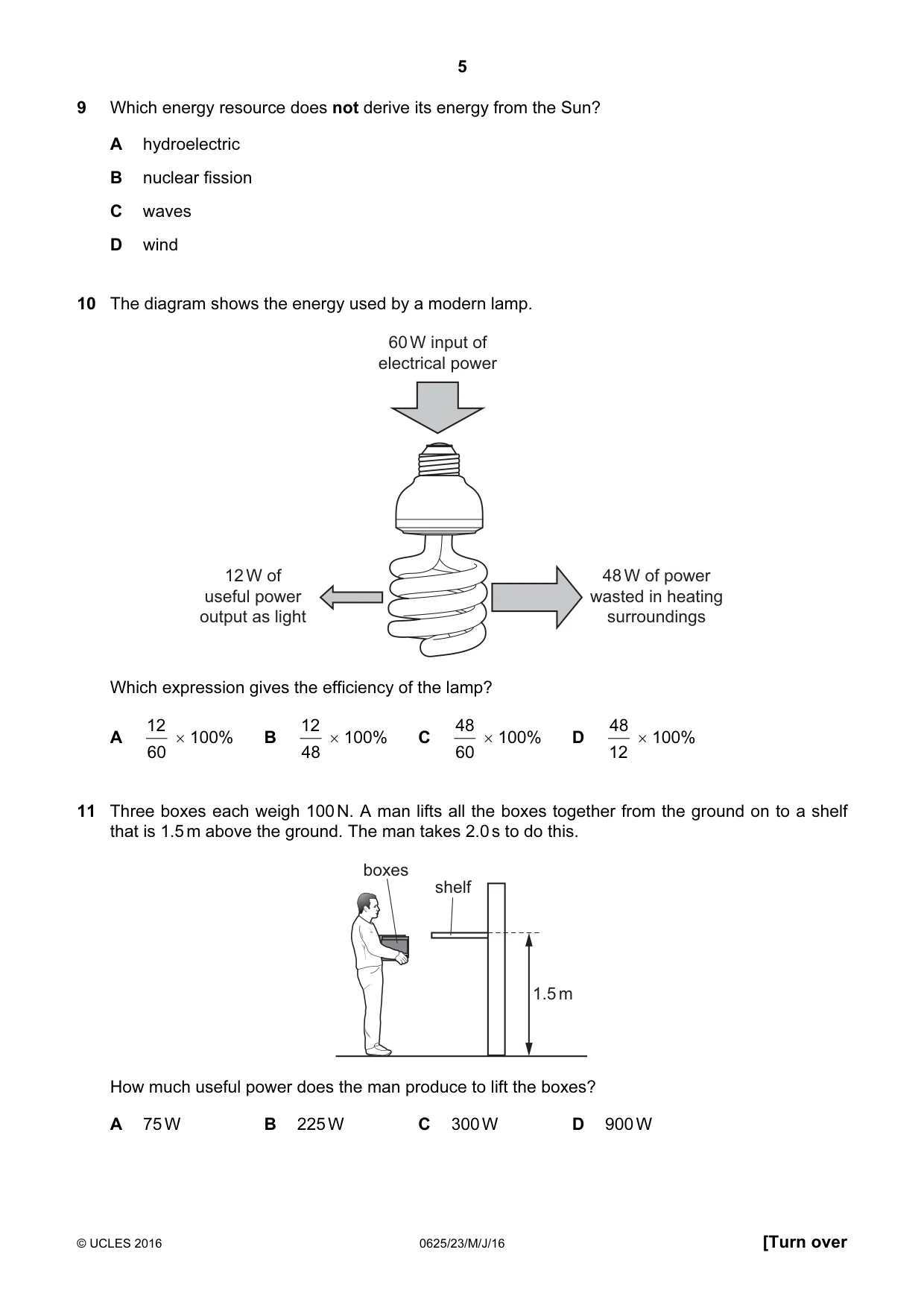 Cambridge IGCSE Physics 0625 2016 May/June Paper 2 · Variant 3 question paper, page 5 of 20