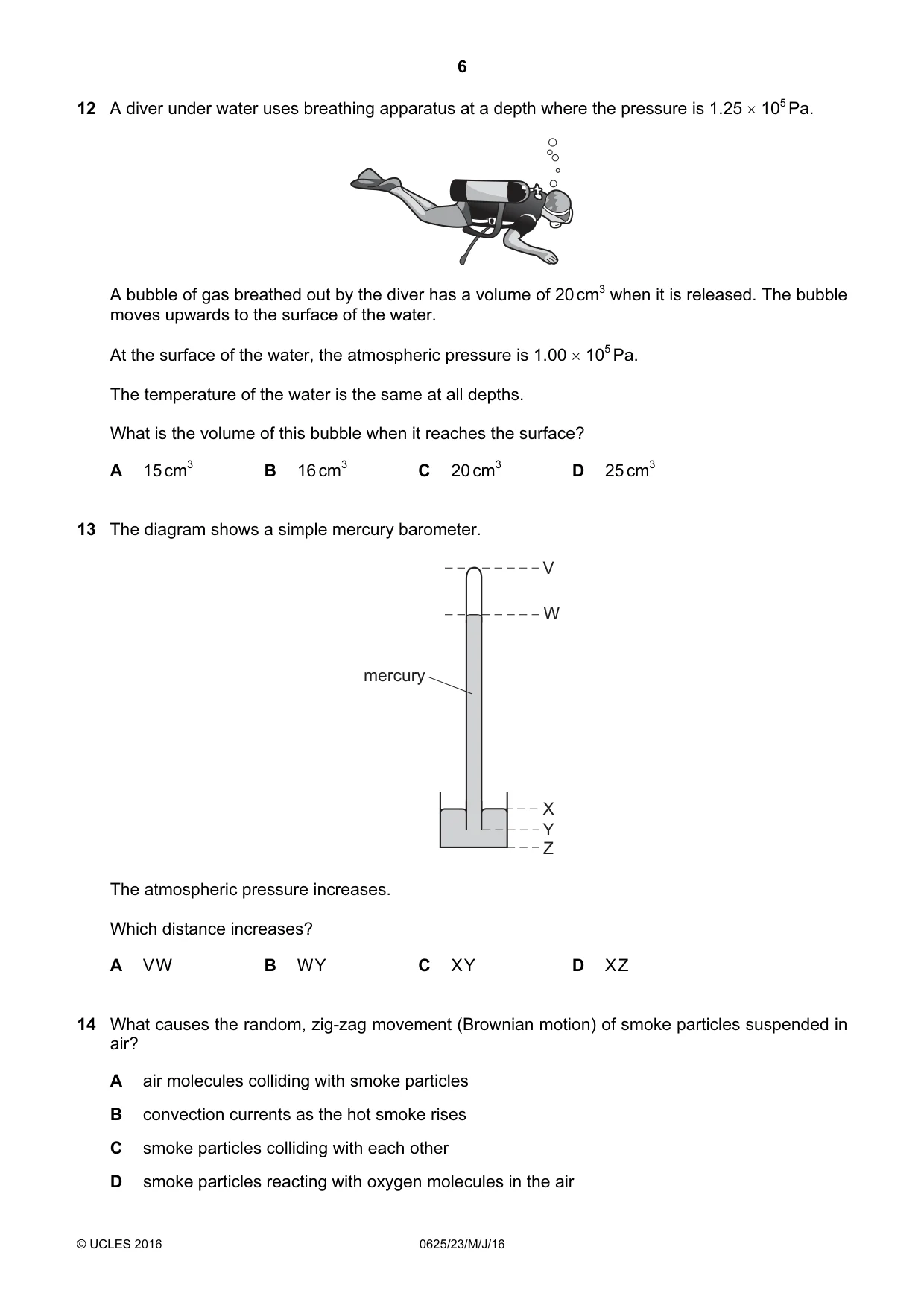 Cambridge IGCSE Physics 0625 2016 May/June Paper 2 · Variant 3 question paper, page 6 of 20