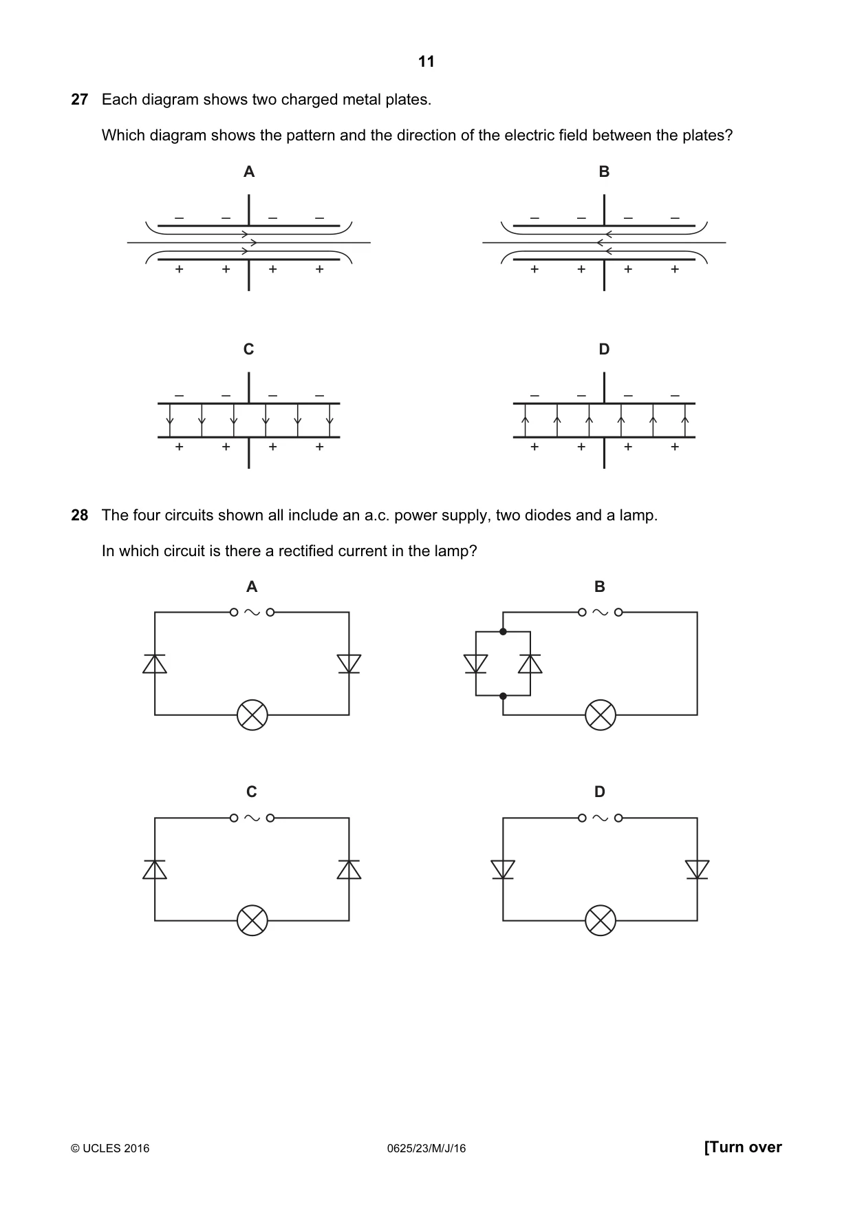 Cambridge IGCSE Physics 0625 2016 May/June Paper 2 · Variant 3 question paper, page 11 of 20