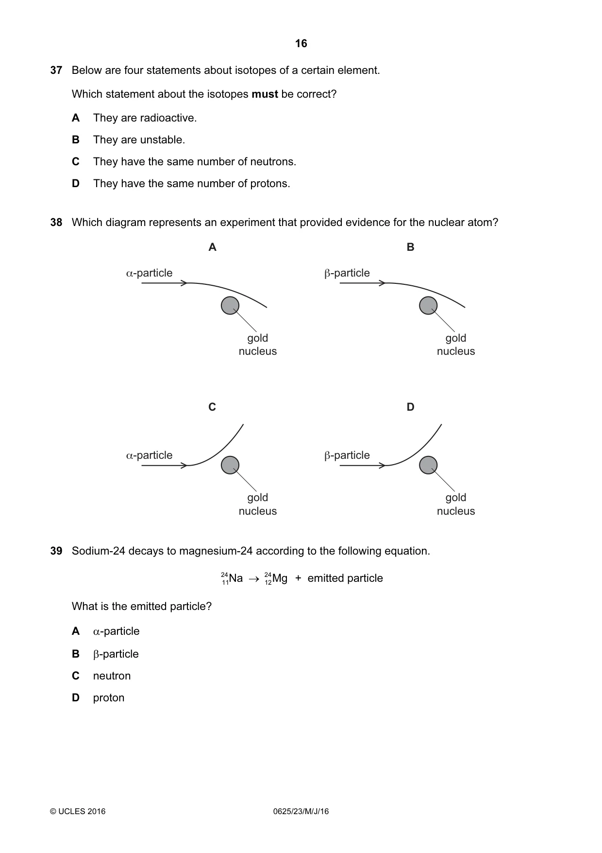 Cambridge IGCSE Physics 0625 2016 May/June Paper 2 · Variant 3 question paper, page 16 of 20