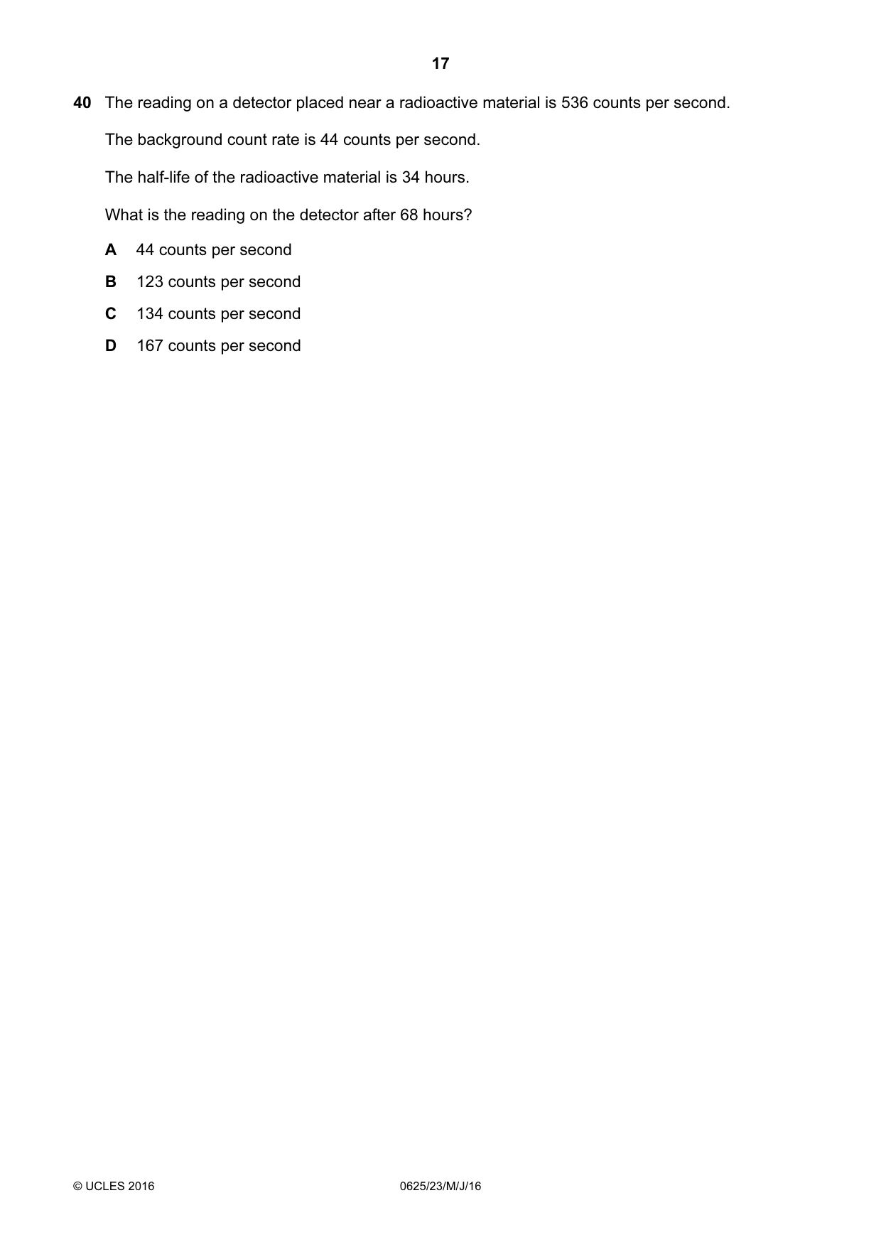 Cambridge IGCSE Physics 0625 2016 May/June Paper 2 · Variant 3 question paper, page 17 of 20