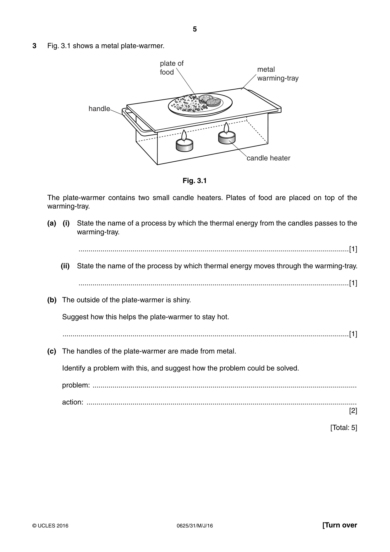 Cambridge IGCSE Physics 0625 2016 May/June Paper 3 · Variant 1 question paper, page 5 of 20