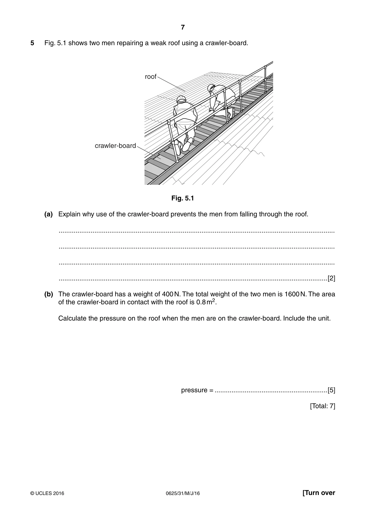 Cambridge IGCSE Physics 0625 2016 May/June Paper 3 · Variant 1 question paper, page 7 of 20