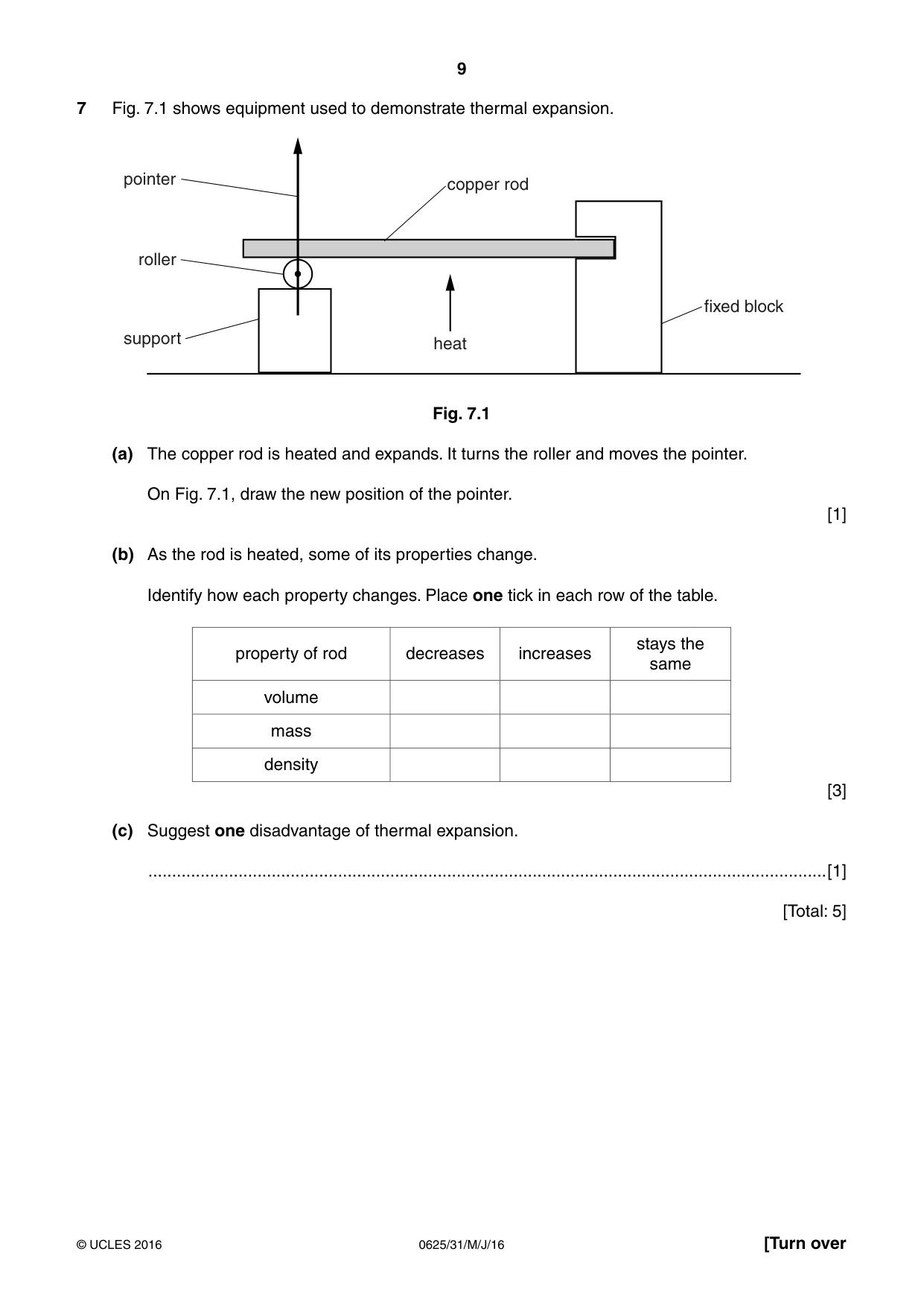 Cambridge IGCSE Physics 0625 2016 May/June Paper 3 · Variant 1 question paper, page 9 of 20