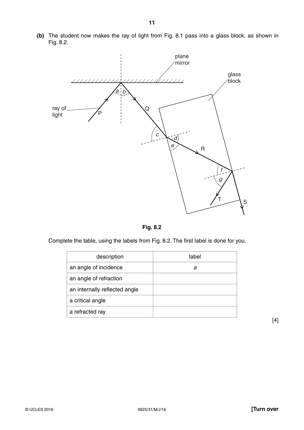 Cambridge IGCSE Physics 0625 2016 May/June Paper 3 · Variant 1 question paper, page 11 of 20