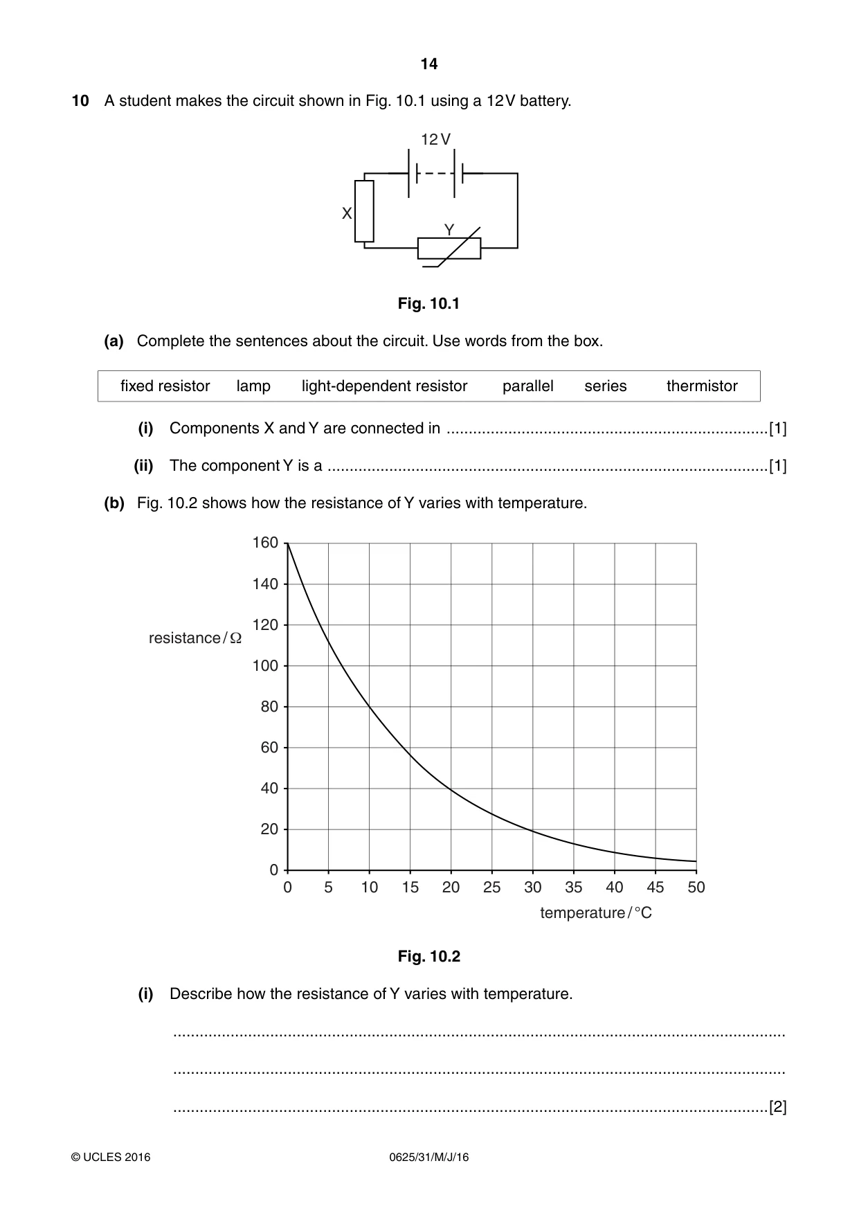 Cambridge IGCSE Physics 0625 2016 May/June Paper 3 · Variant 1 question paper, page 14 of 20