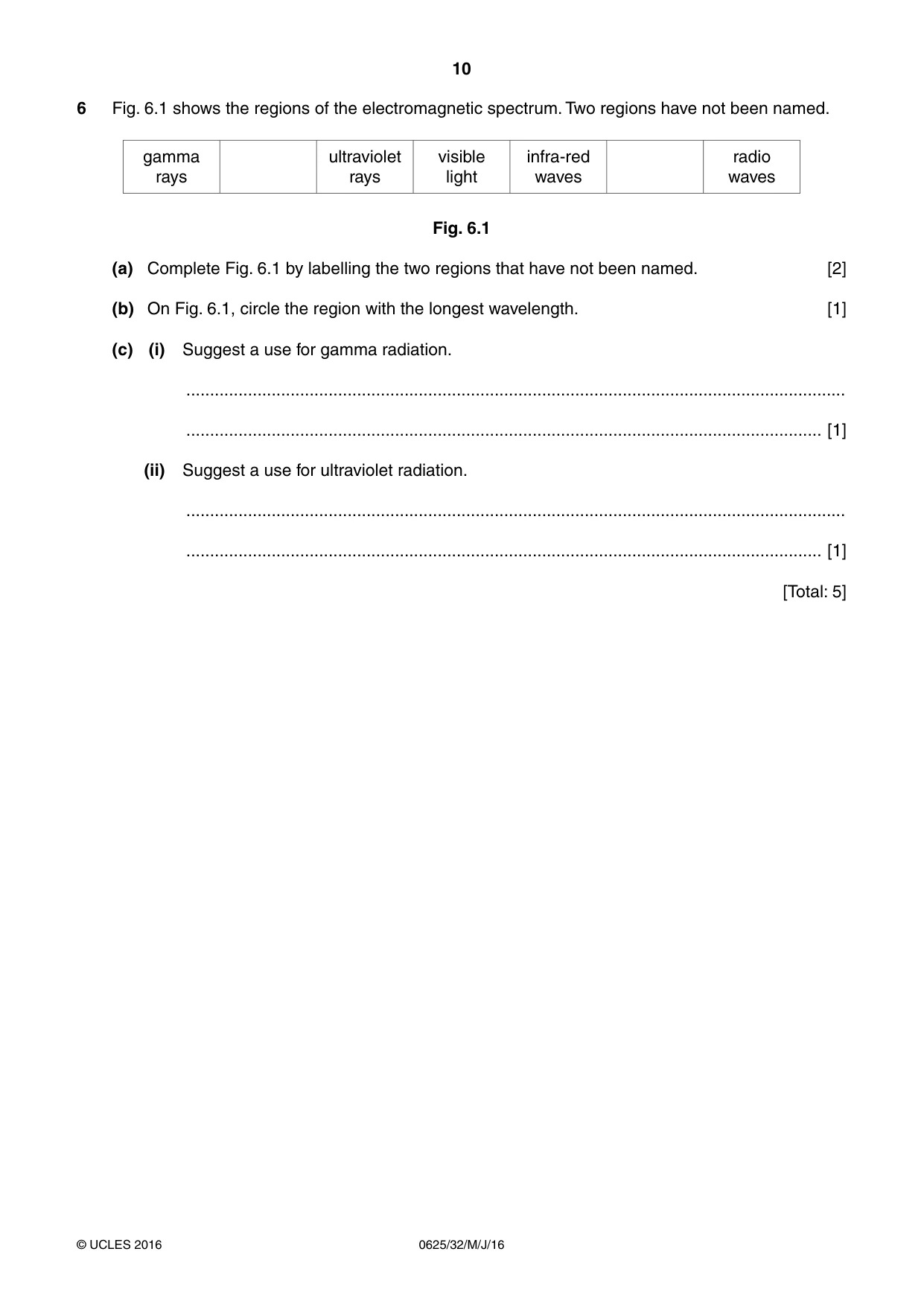 Cambridge IGCSE Physics 0625 2016 May/June Paper 3 · Variant 2 question paper, page 10 of 20