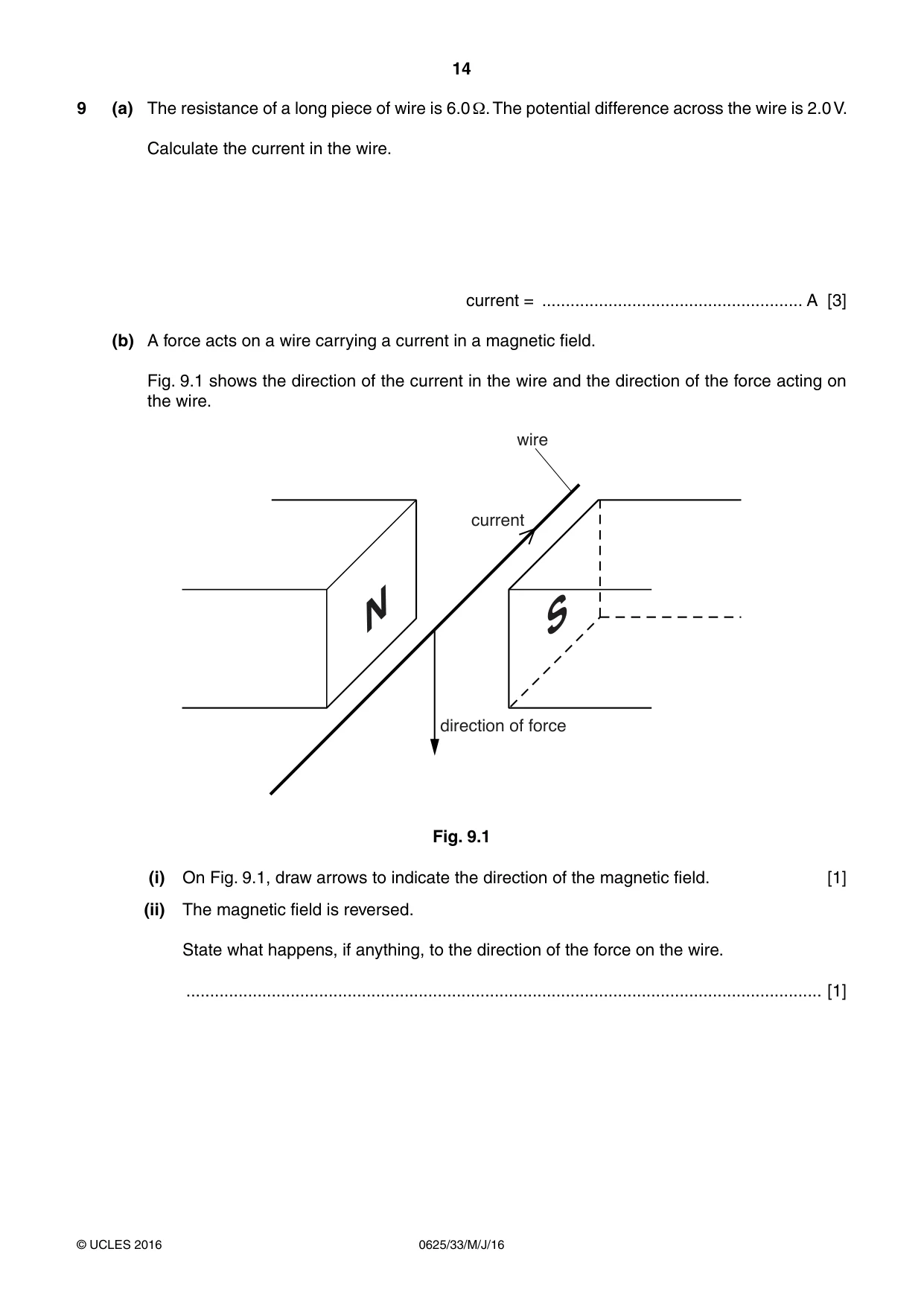Cambridge IGCSE Physics 0625 2016 May/June Paper 3 · Variant 3 question paper, page 14 of 20