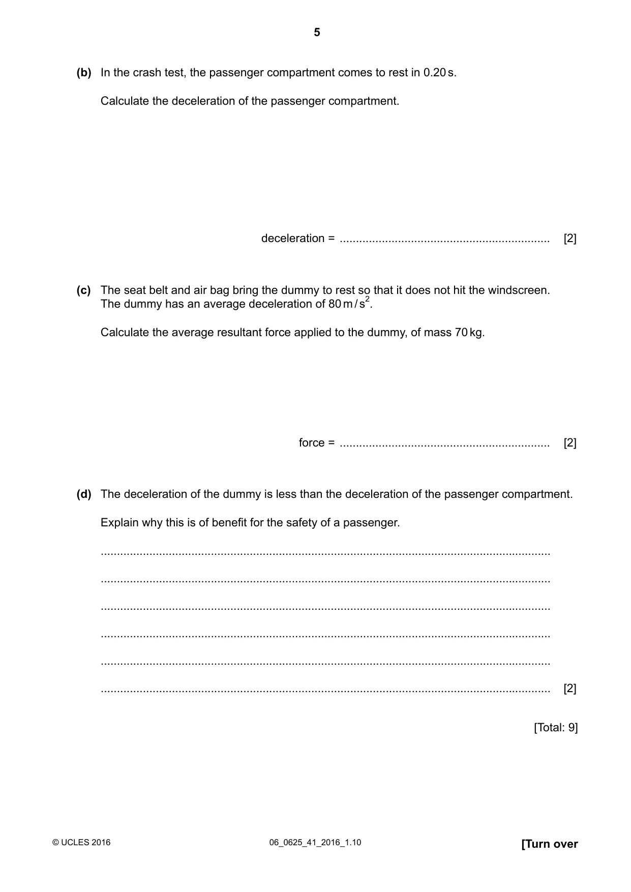 Cambridge IGCSE Physics 0625 2016 May/June Paper 4 · Variant 1 question paper, page 5 of 20