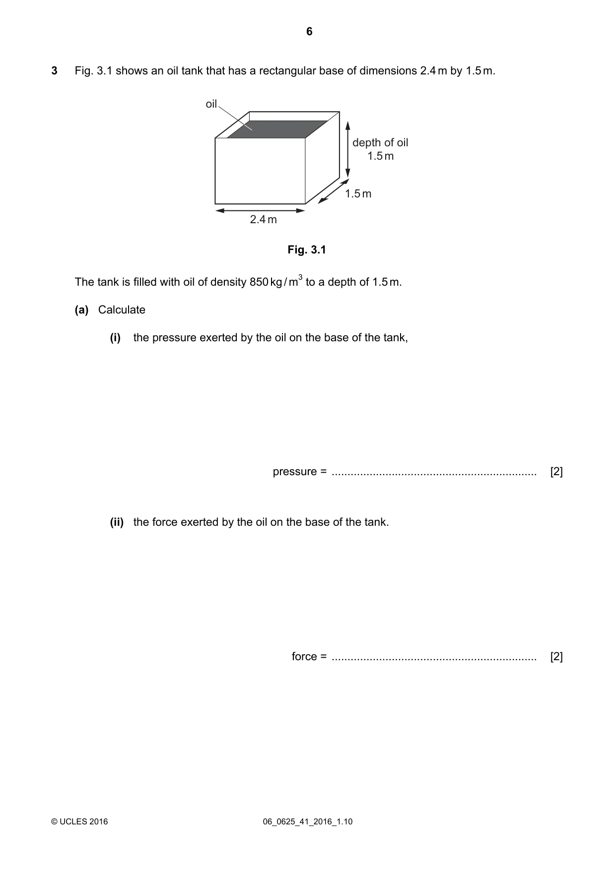 Cambridge IGCSE Physics 0625 2016 May/June Paper 4 · Variant 1 question paper, page 6 of 20