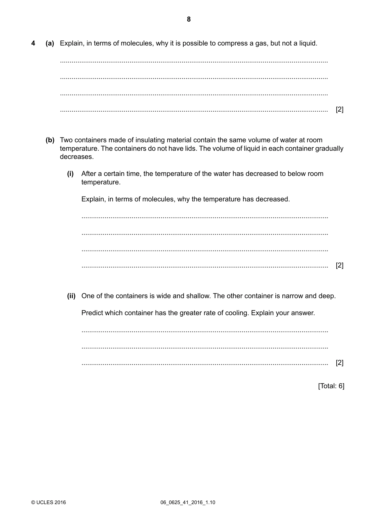 Cambridge IGCSE Physics 0625 2016 May/June Paper 4 · Variant 1 question paper, page 8 of 20