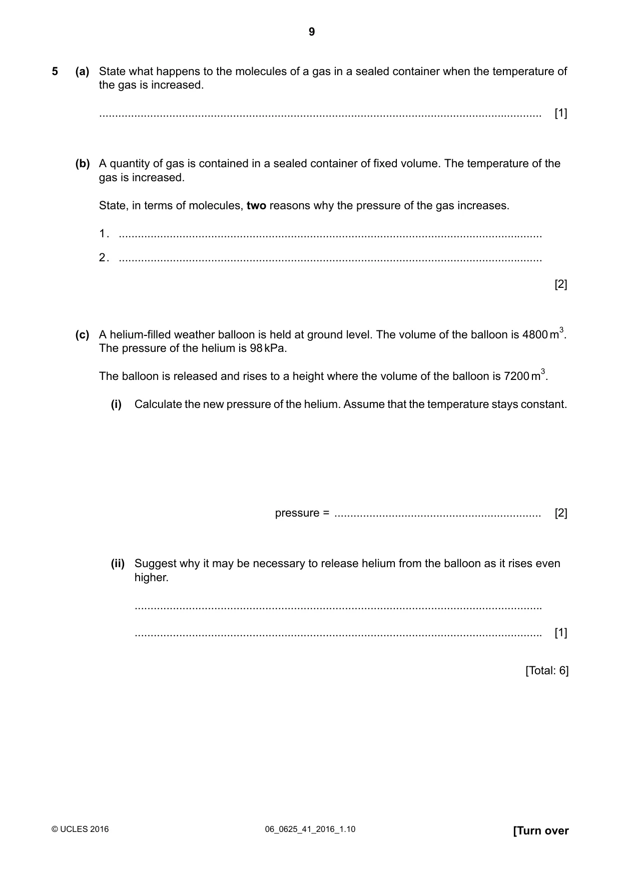 Cambridge IGCSE Physics 0625 2016 May/June Paper 4 · Variant 1 question paper, page 9 of 20