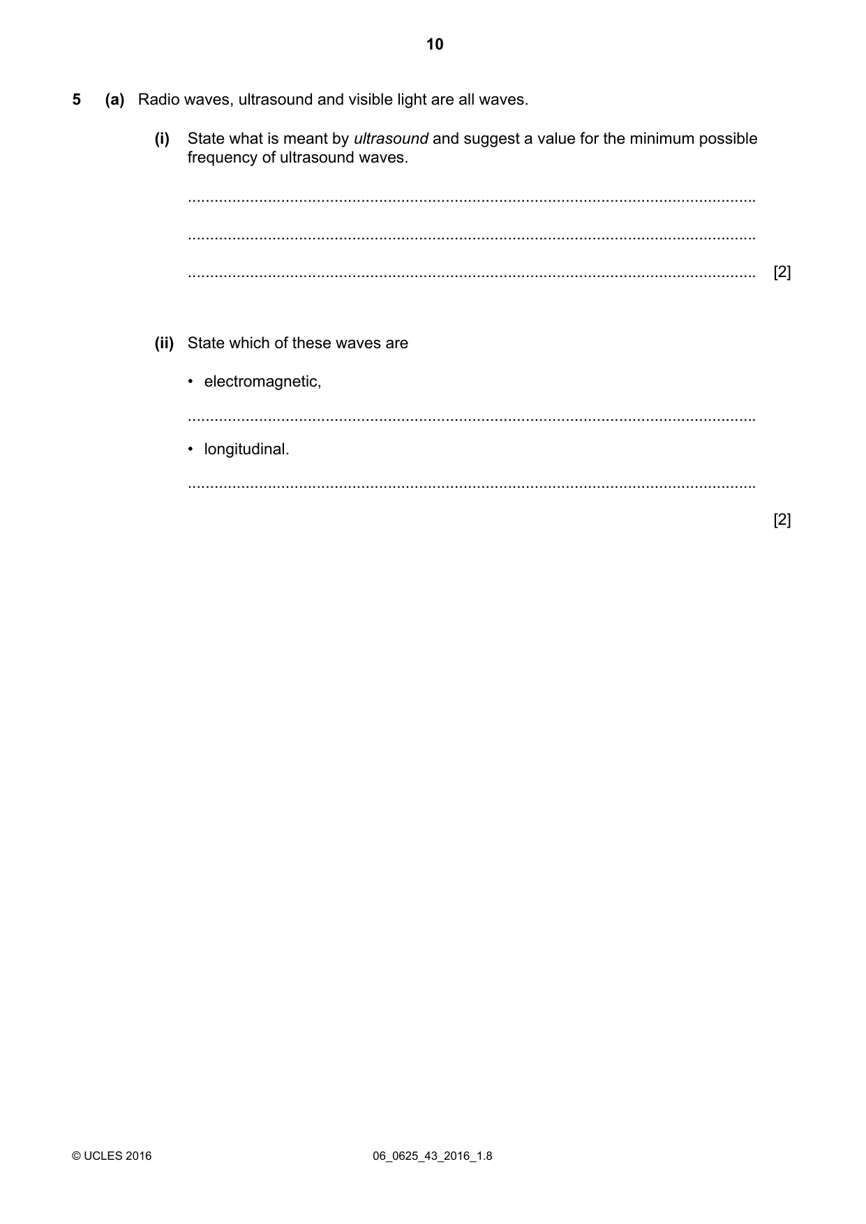 Cambridge IGCSE Physics 0625 2016 May/June Paper 4 · Variant 3 question paper, page 10 of 24