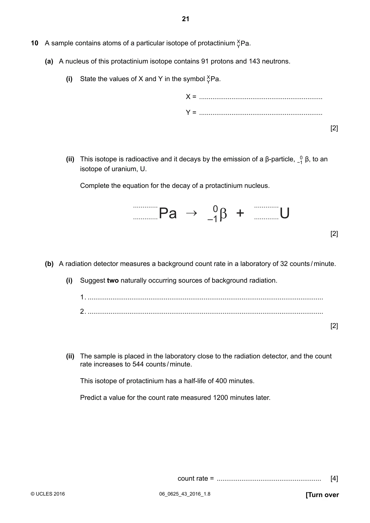Cambridge IGCSE Physics 0625 2016 May/June Paper 4 · Variant 3 question paper, page 21 of 24