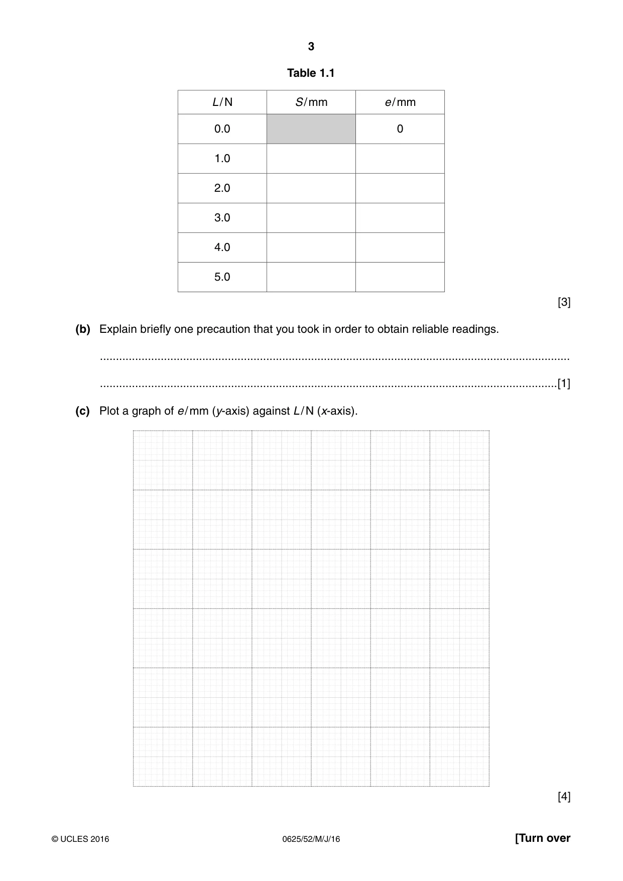 Cambridge IGCSE Physics 0625 2016 May/June Paper 5 · Variant 2 question paper, page 3 of 16