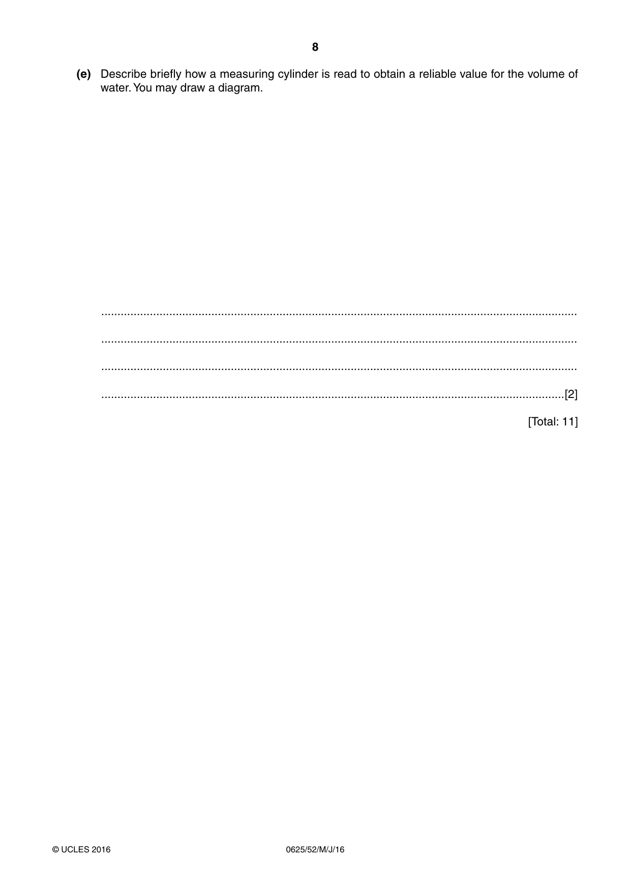 Cambridge IGCSE Physics 0625 2016 May/June Paper 5 · Variant 2 question paper, page 8 of 16