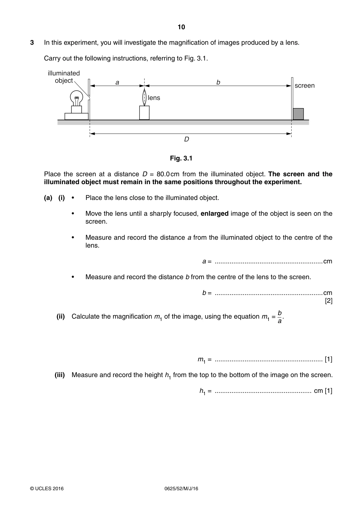 Cambridge IGCSE Physics 0625 2016 May/June Paper 5 · Variant 2 question paper, page 10 of 16