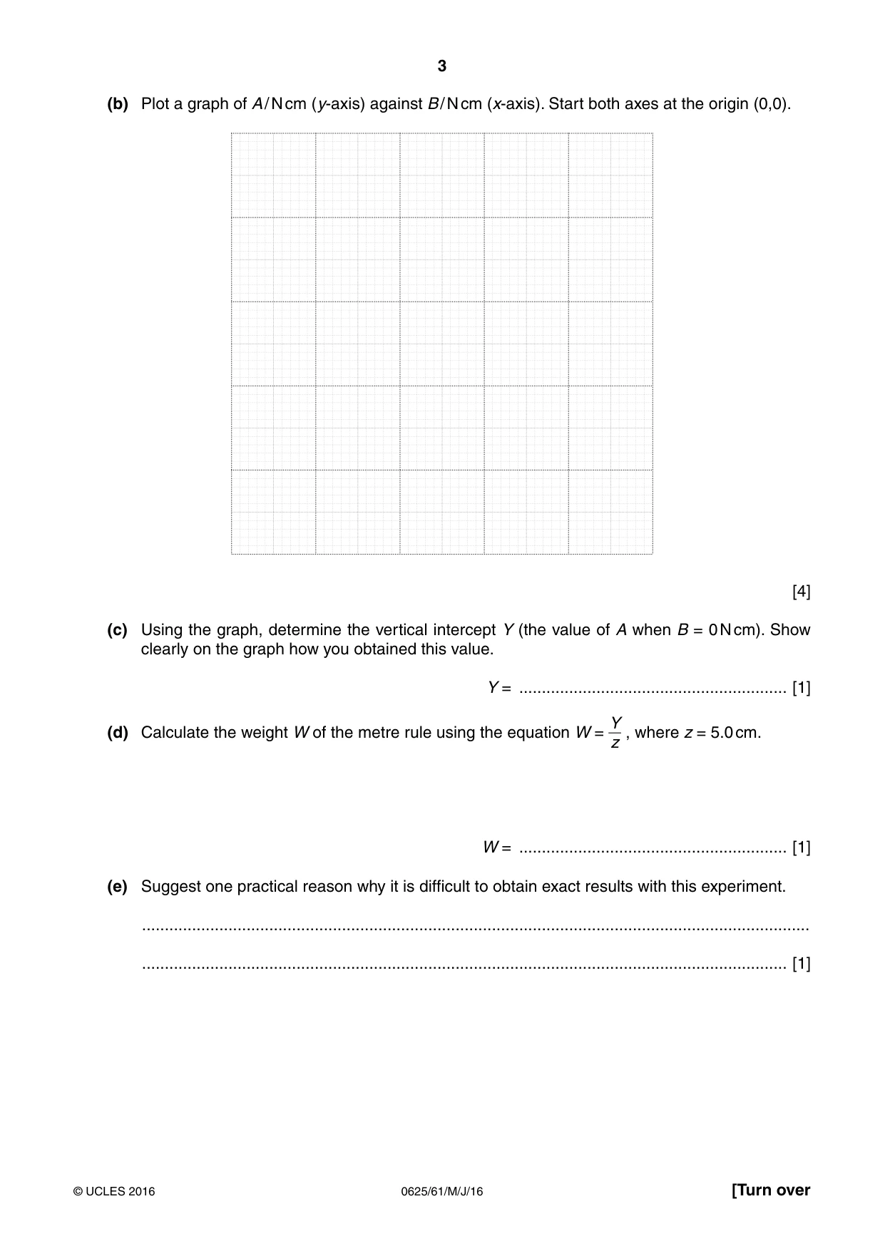 Cambridge IGCSE Physics 0625 2016 May/June Paper 6 · Variant 1 question paper, page 3 of 12