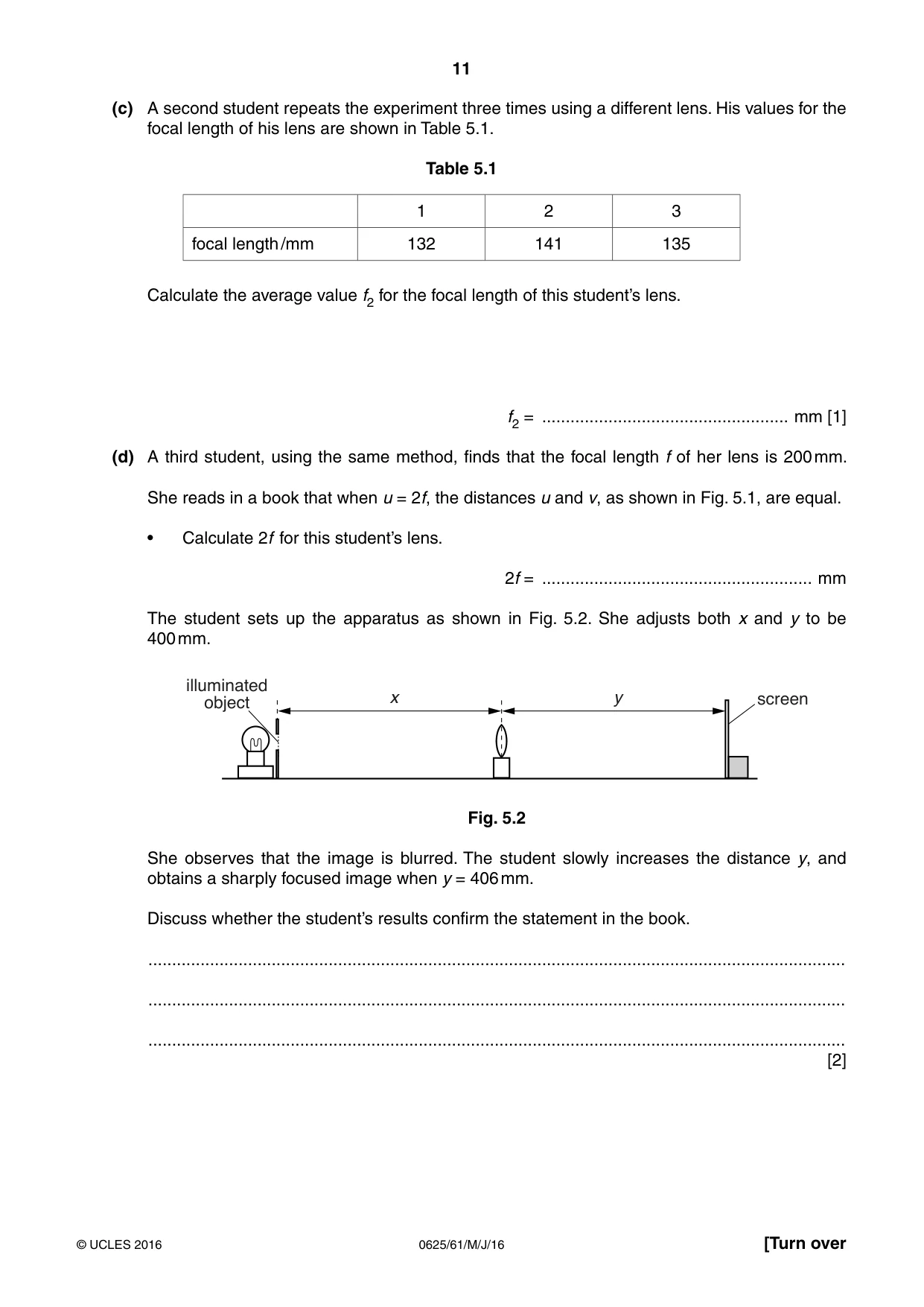 Cambridge IGCSE Physics 0625 2016 May/June Paper 6 · Variant 1 question paper, page 11 of 12