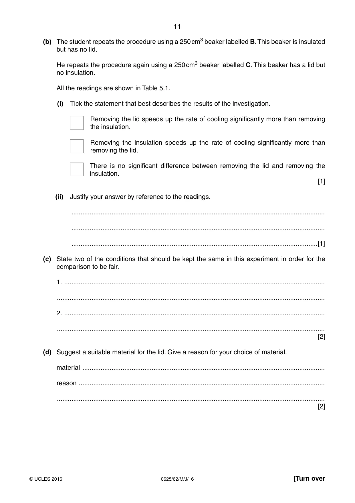 Cambridge IGCSE Physics 0625 2016 May/June Paper 6 · Variant 2 question paper, page 11 of 12