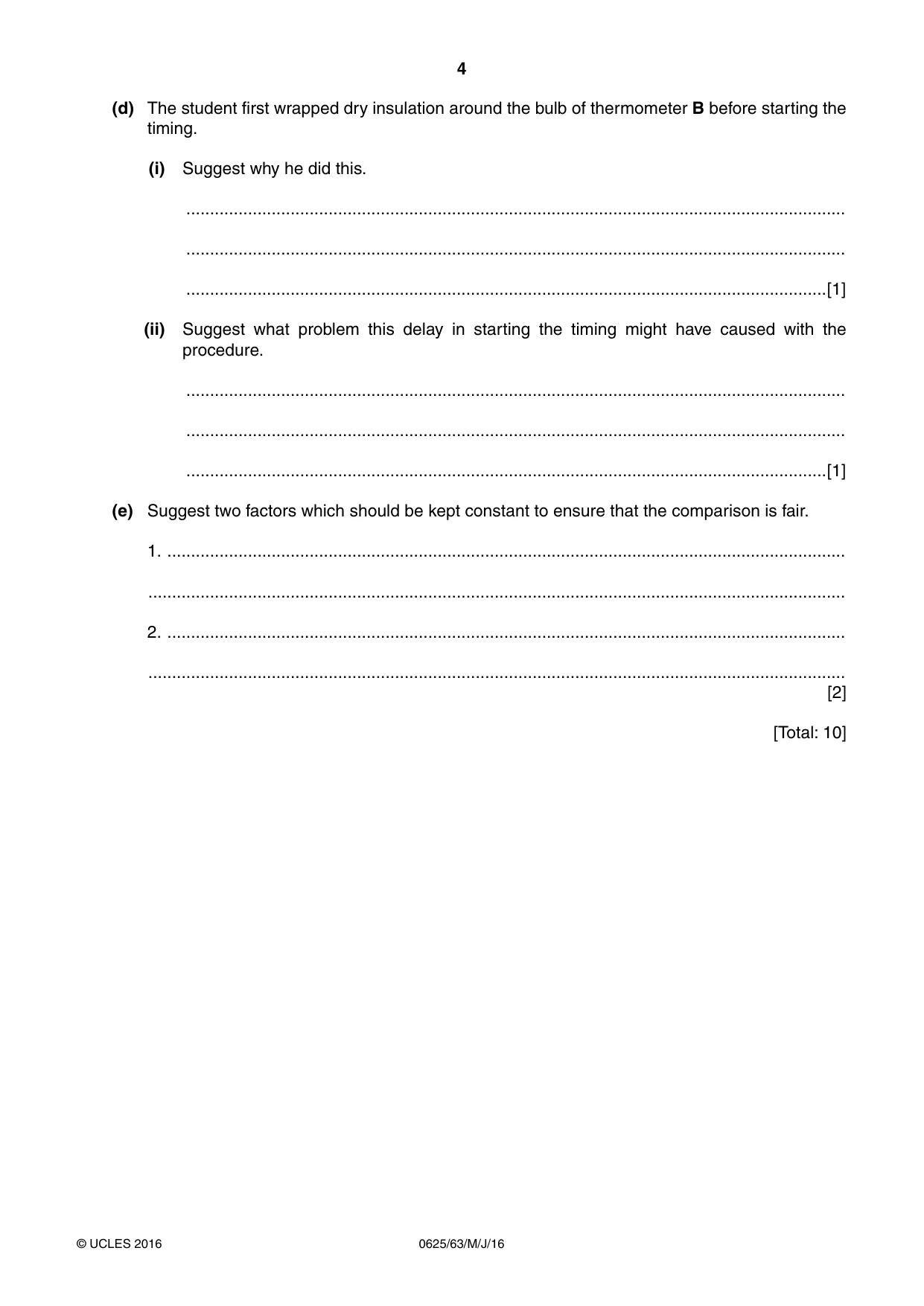 Cambridge IGCSE Physics 0625 2016 May/June Paper 6 · Variant 3 question paper, page 4 of 12
