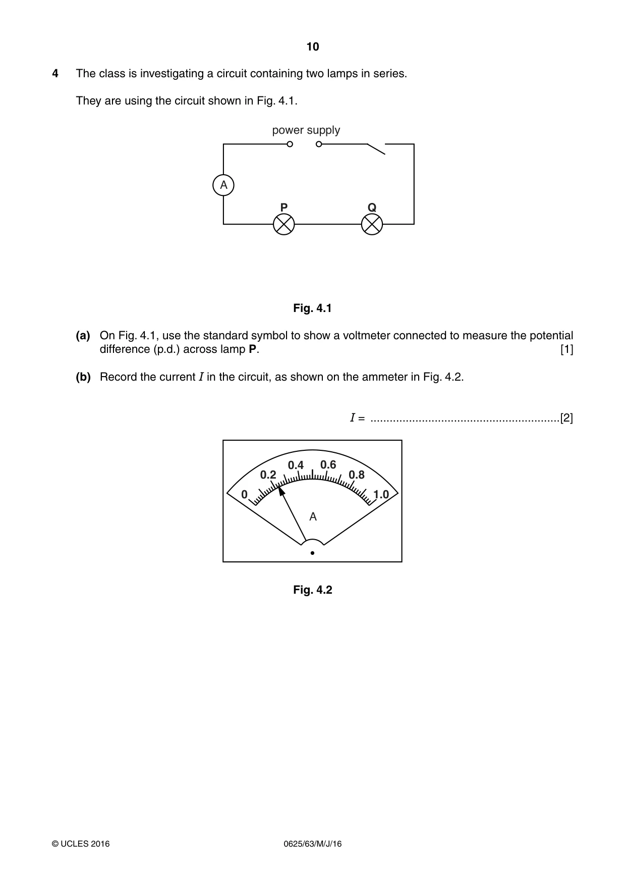 Cambridge IGCSE Physics 0625 2016 May/June Paper 6 · Variant 3 question paper, page 10 of 12