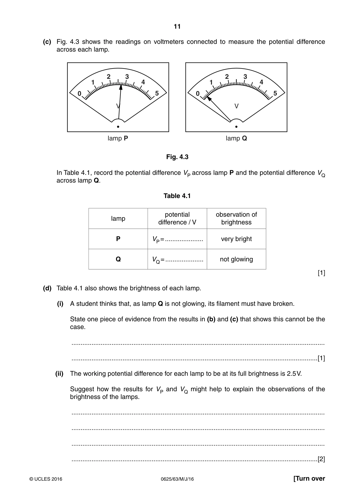 Cambridge IGCSE Physics 0625 2016 May/June Paper 6 · Variant 3 question paper, page 11 of 12