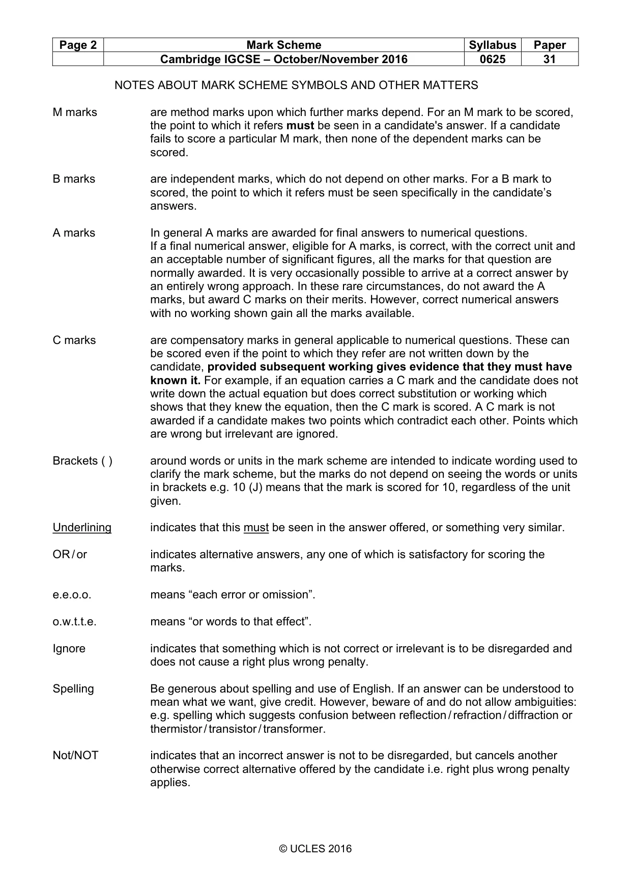 Mark scheme, page 2 of 13
