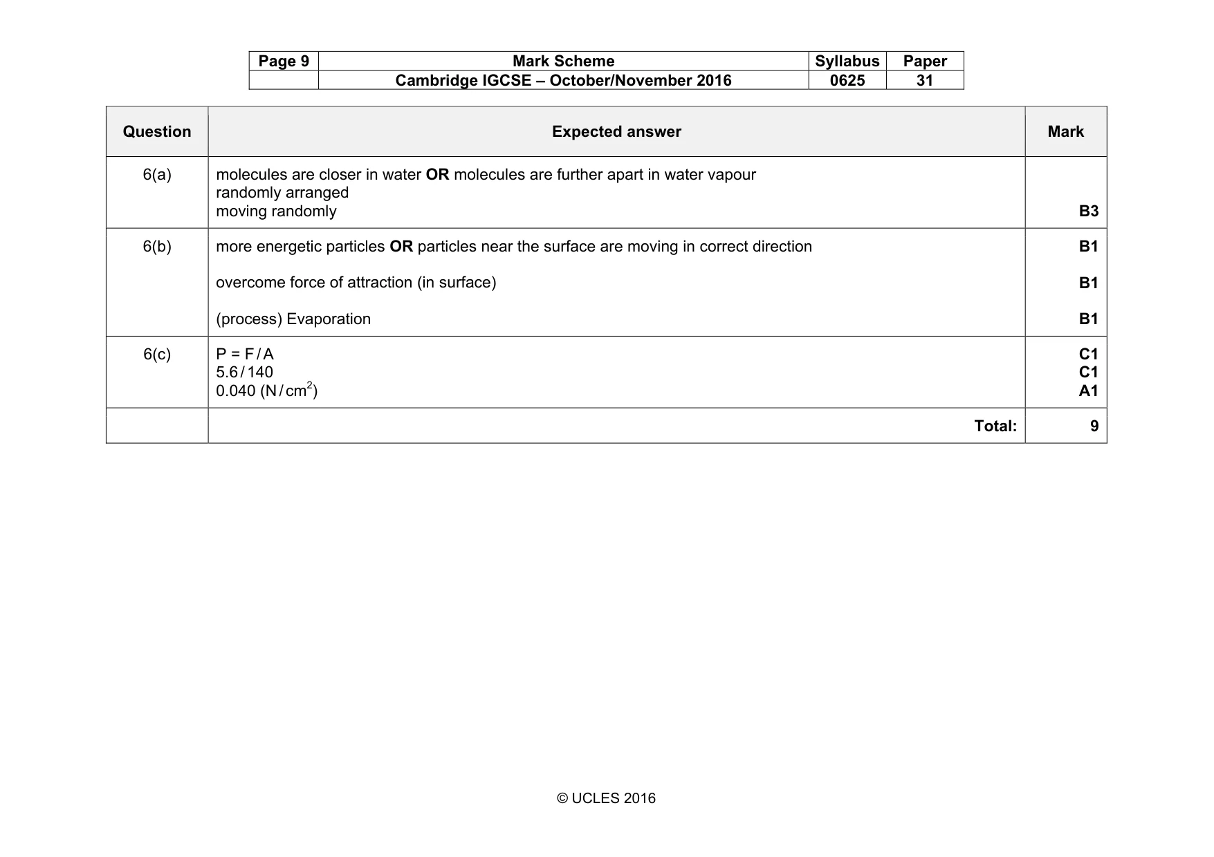 Mark scheme, page 9 of 13