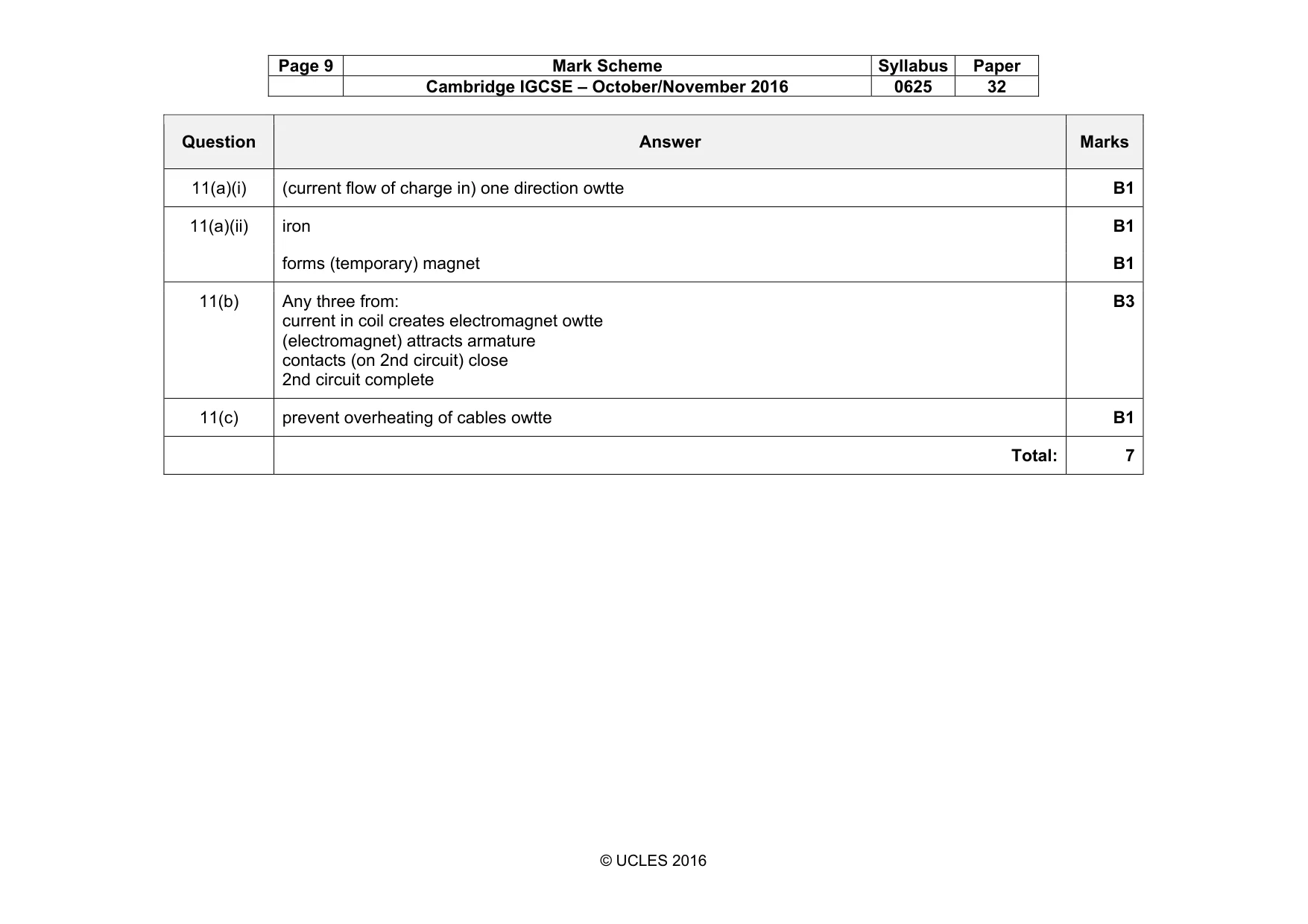Mark scheme, page 9 of 10