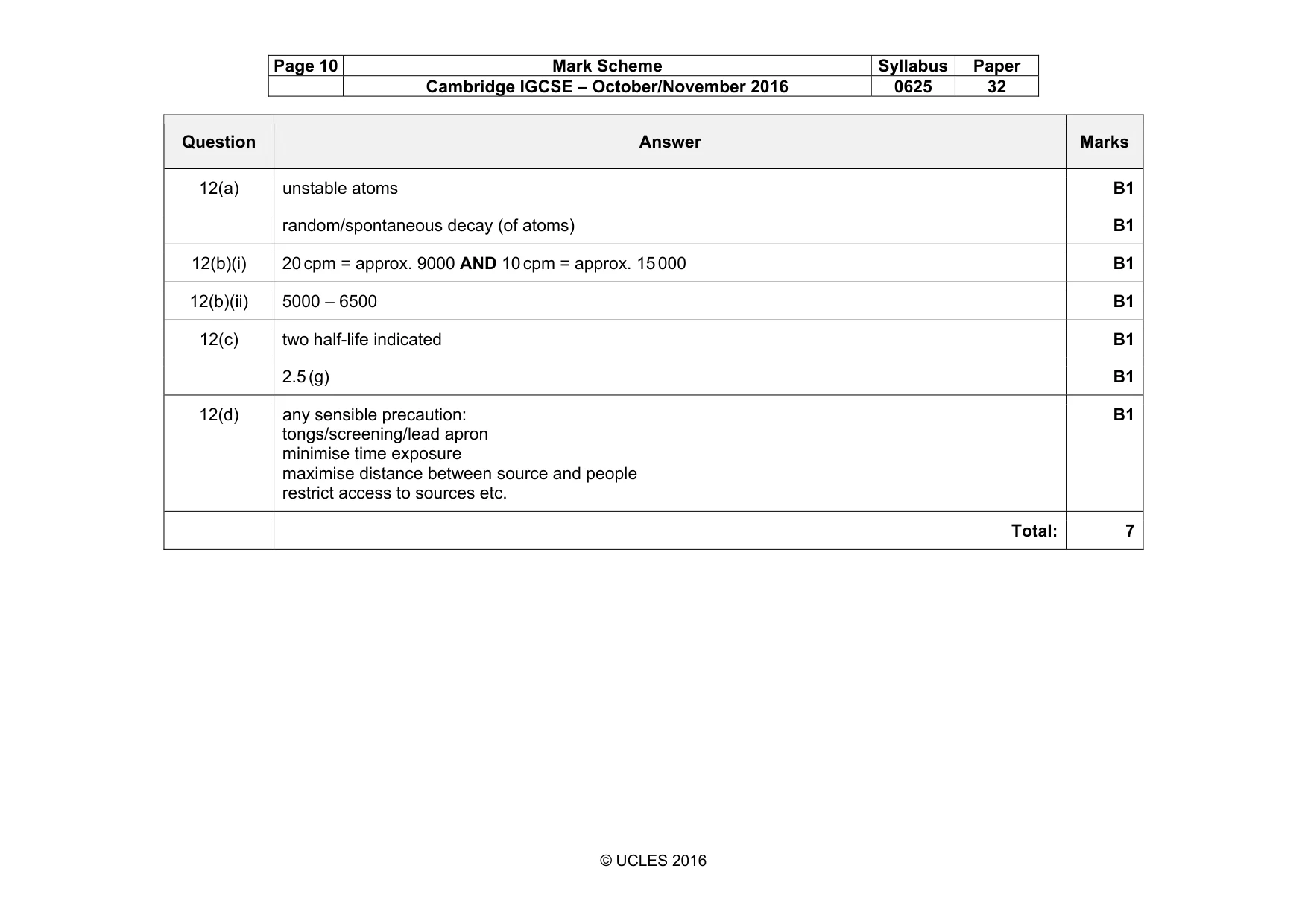 Mark scheme, page 10 of 10