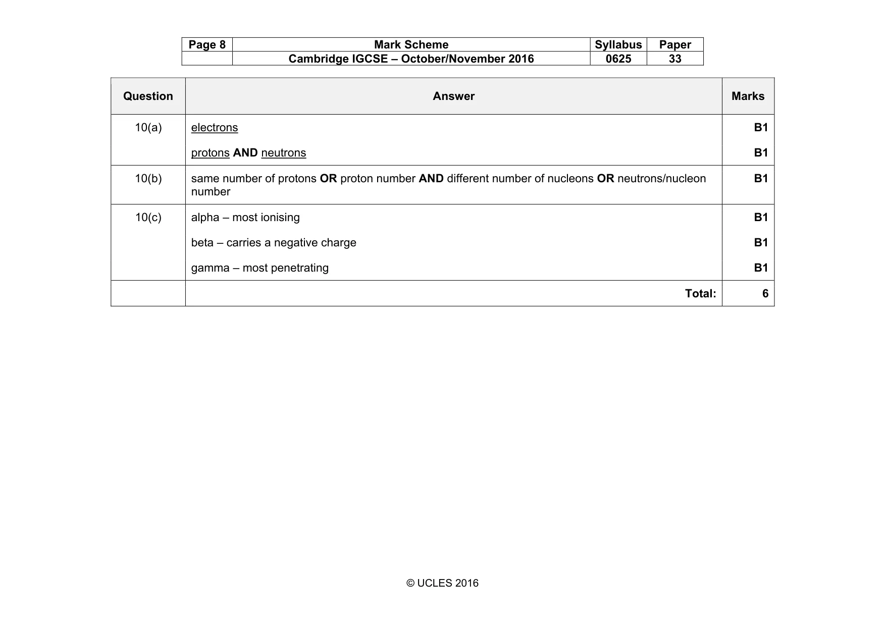 Mark scheme, page 8 of 10