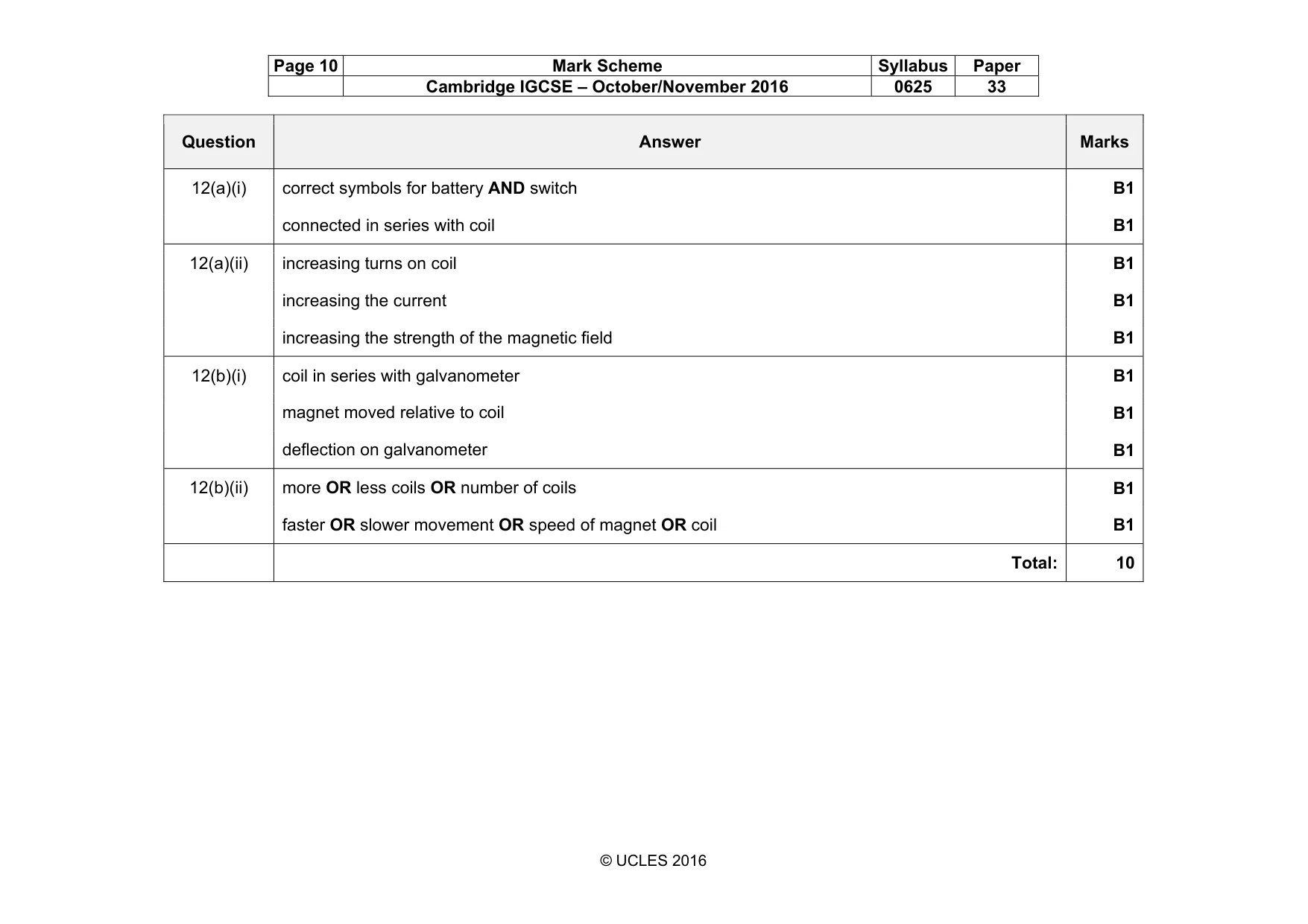 Mark scheme, page 10 of 10