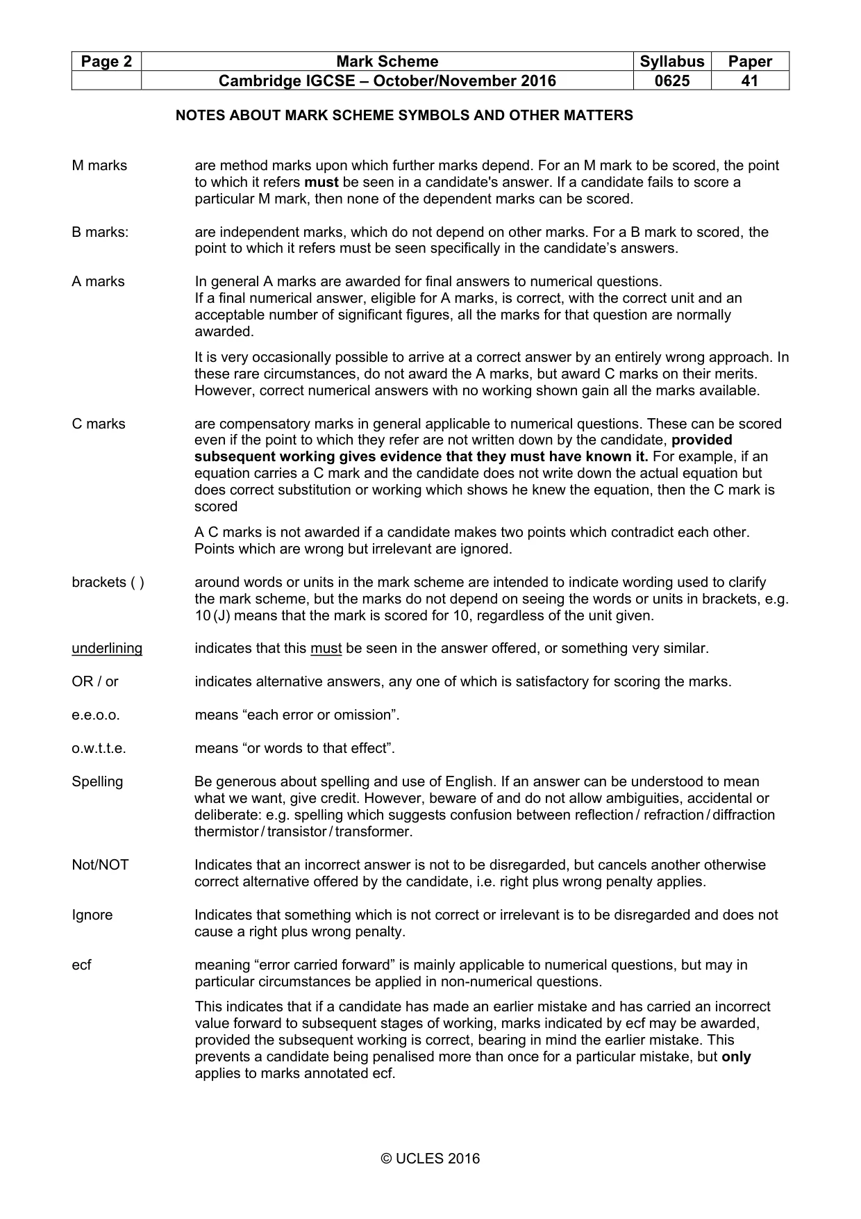 Mark scheme, page 2 of 11