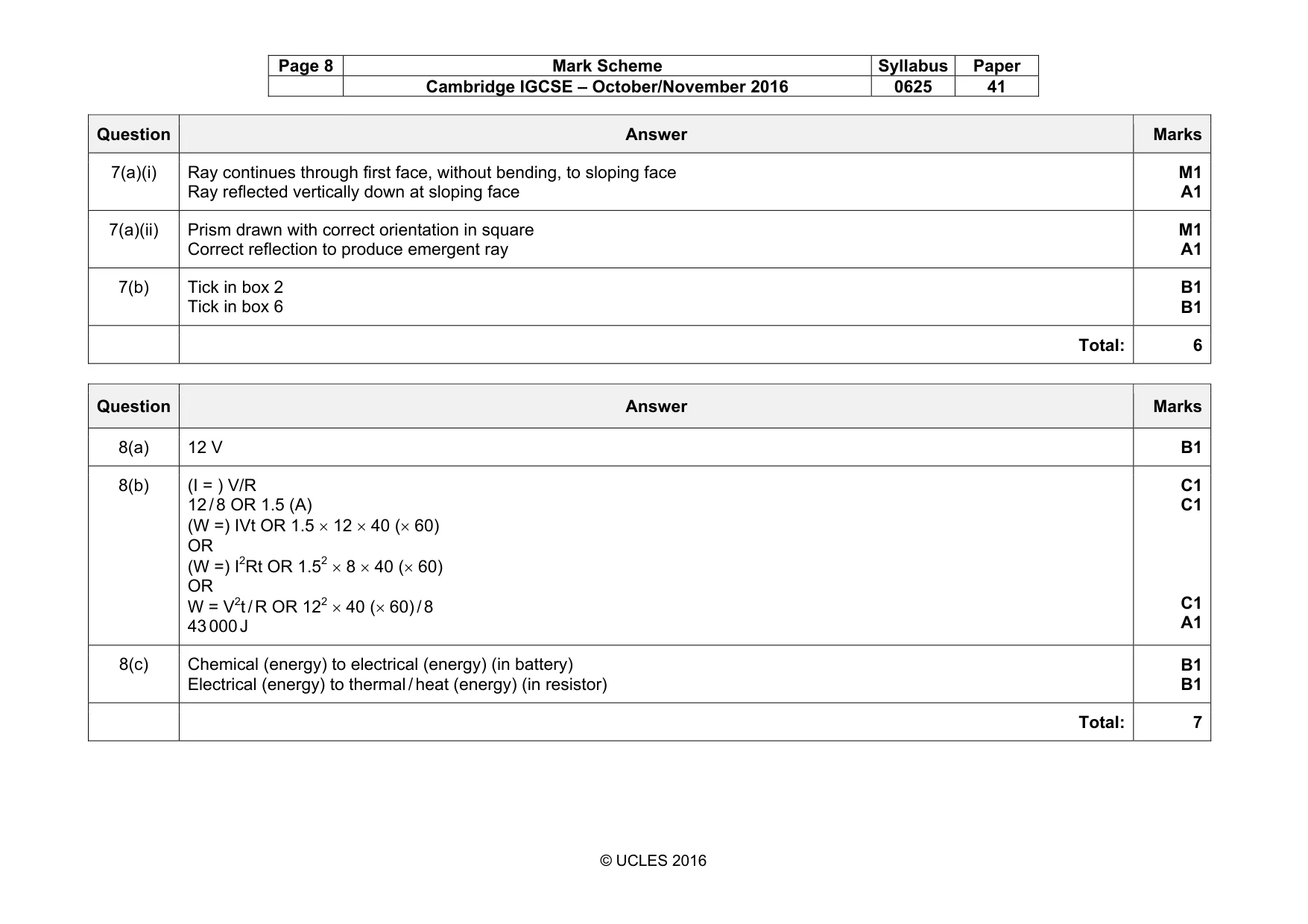 Mark scheme, page 8 of 11