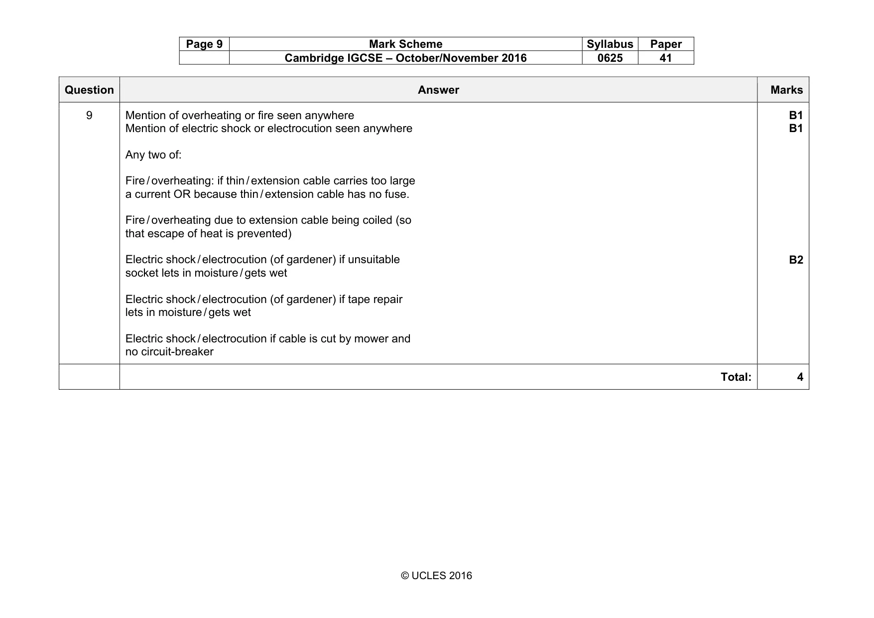 Mark scheme, page 9 of 11